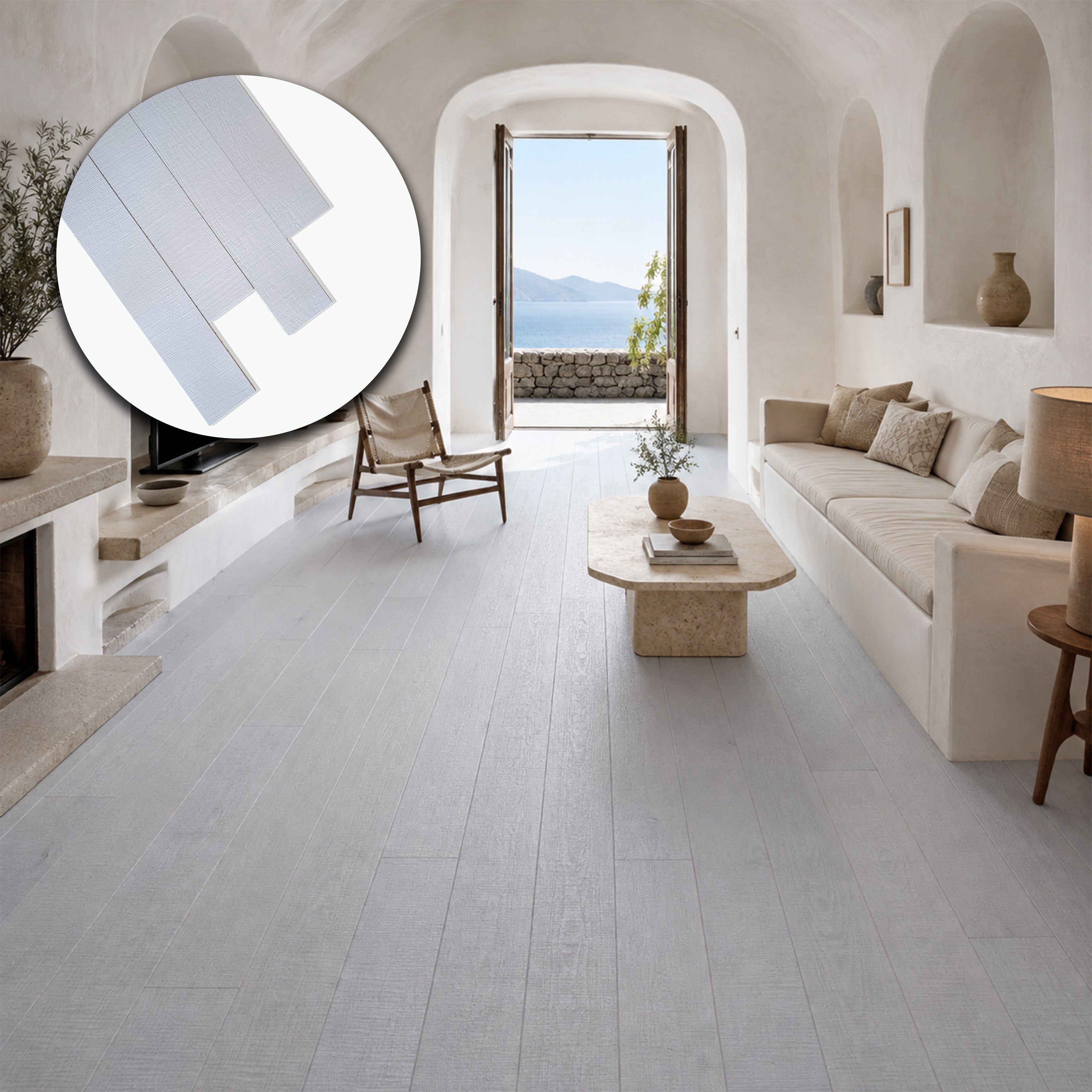 Parquet Prefinito in Rovere Gold Rustico Garbelotto Taglio a Sega Bianco Perla Bisellato 10x150x1630/1900 mm – Lotto 10 mq