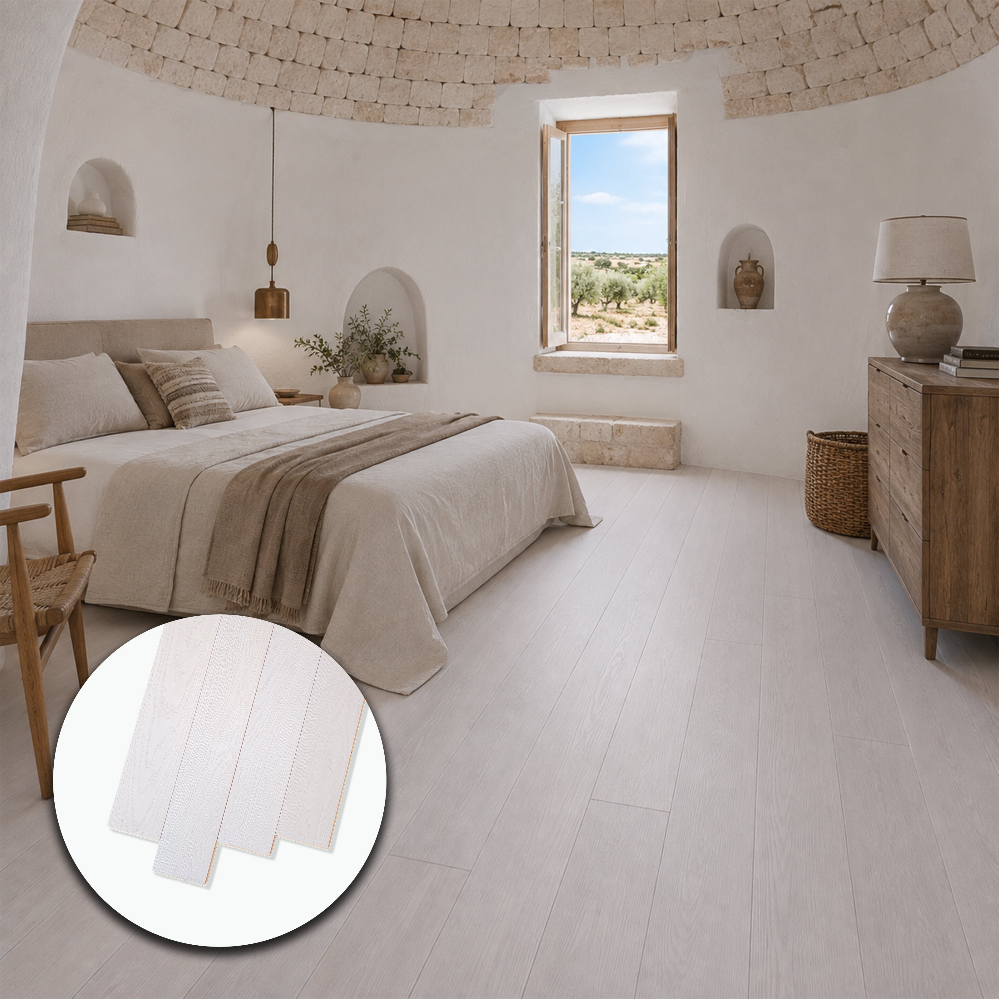 Parquet Prefinito in Rovere Gold Sbiancato Garbelotto Spazzolato Verniciato Bisellato 11x150x1600 mm – Lotto 12 mq