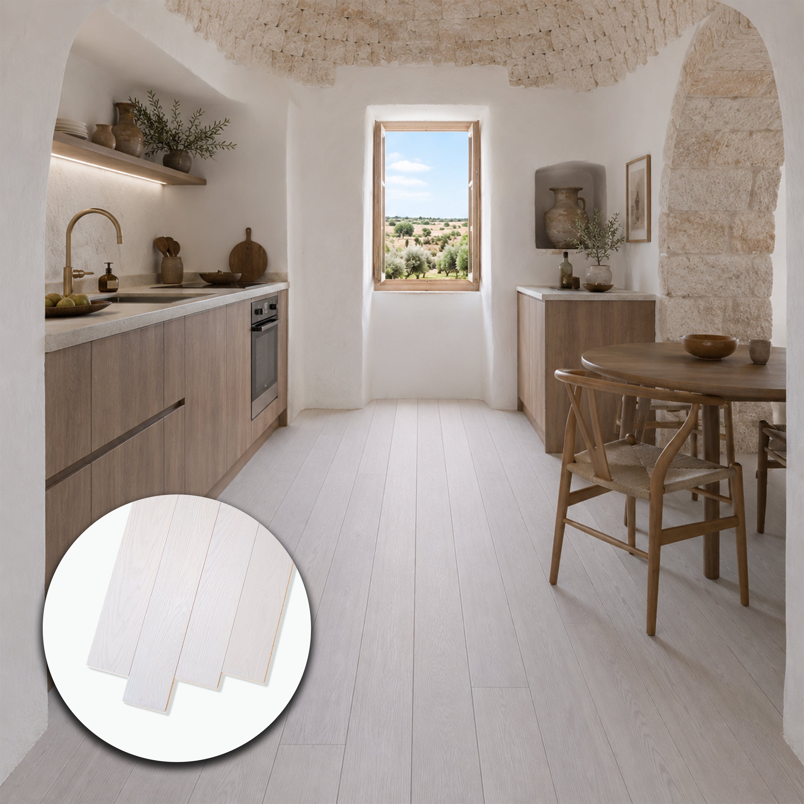 Parquet Prefinito in Rovere Gold Sbiancato Garbelotto Spazzolato Verniciato Bisellato 11x150x1600 mm – Lotto 12 mq