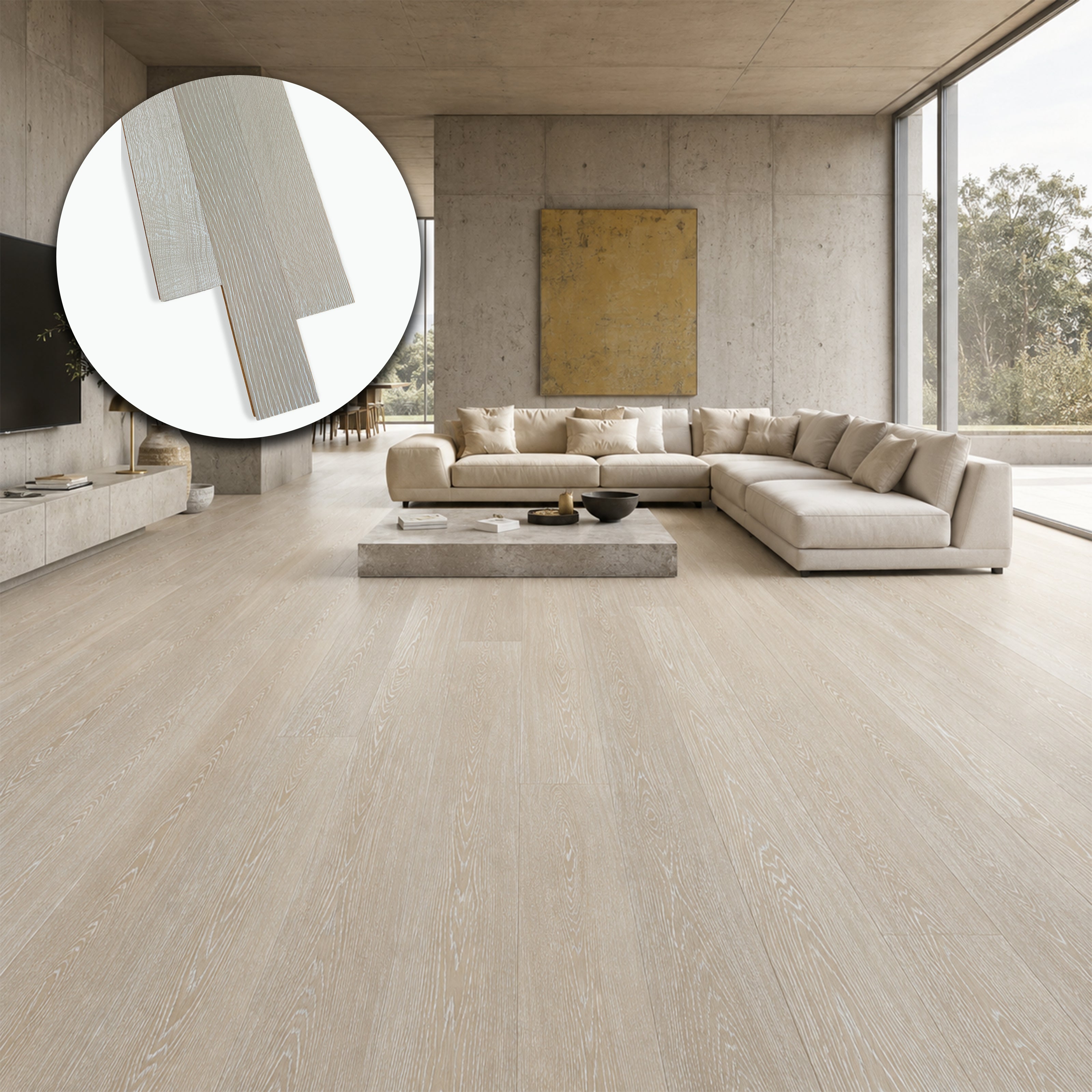 Parquet Prefinito Garbelotto Rovere Decapato Spazzolato Sbiancato Verniciato Senza Bisello 14x90x500/1300 mm – Lotto 22 mq