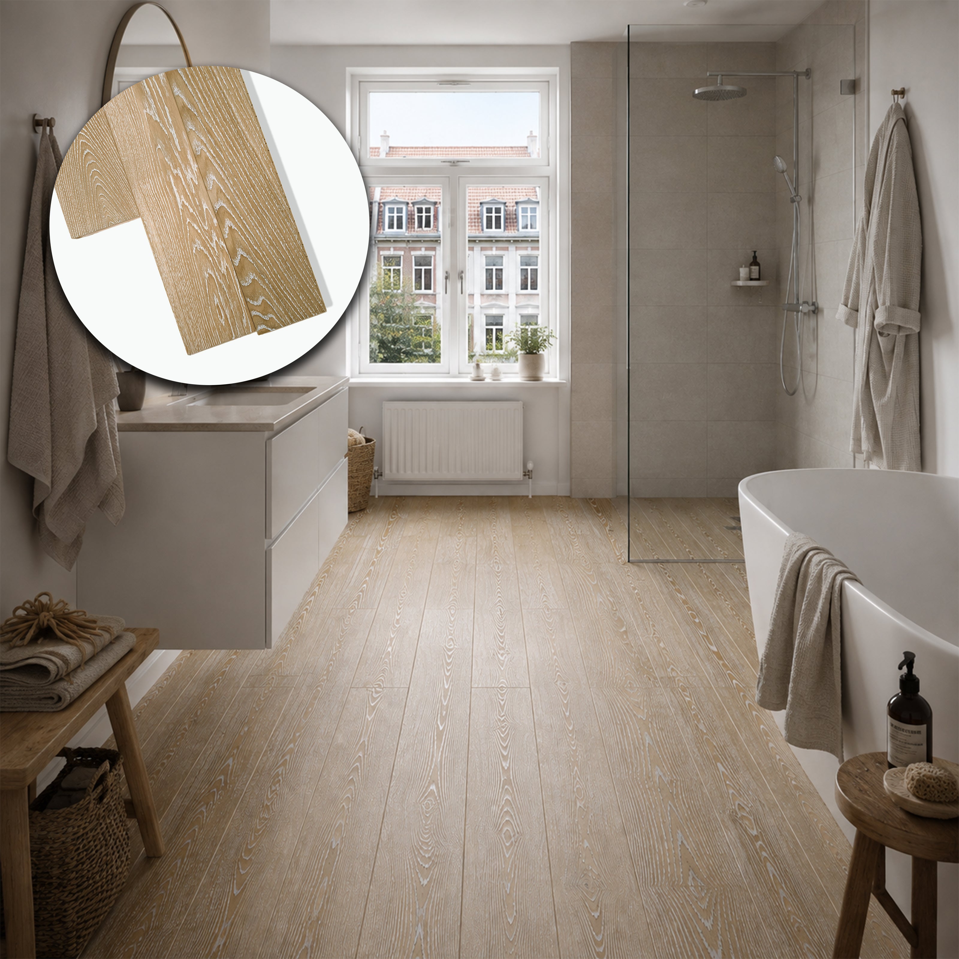 Parquet Prefinito in Rovere Decapato Bianco Garbelotto Spazzolato Verniciato Senza Bisello 14x190x1600/1990 mm – Lotto 26 mq