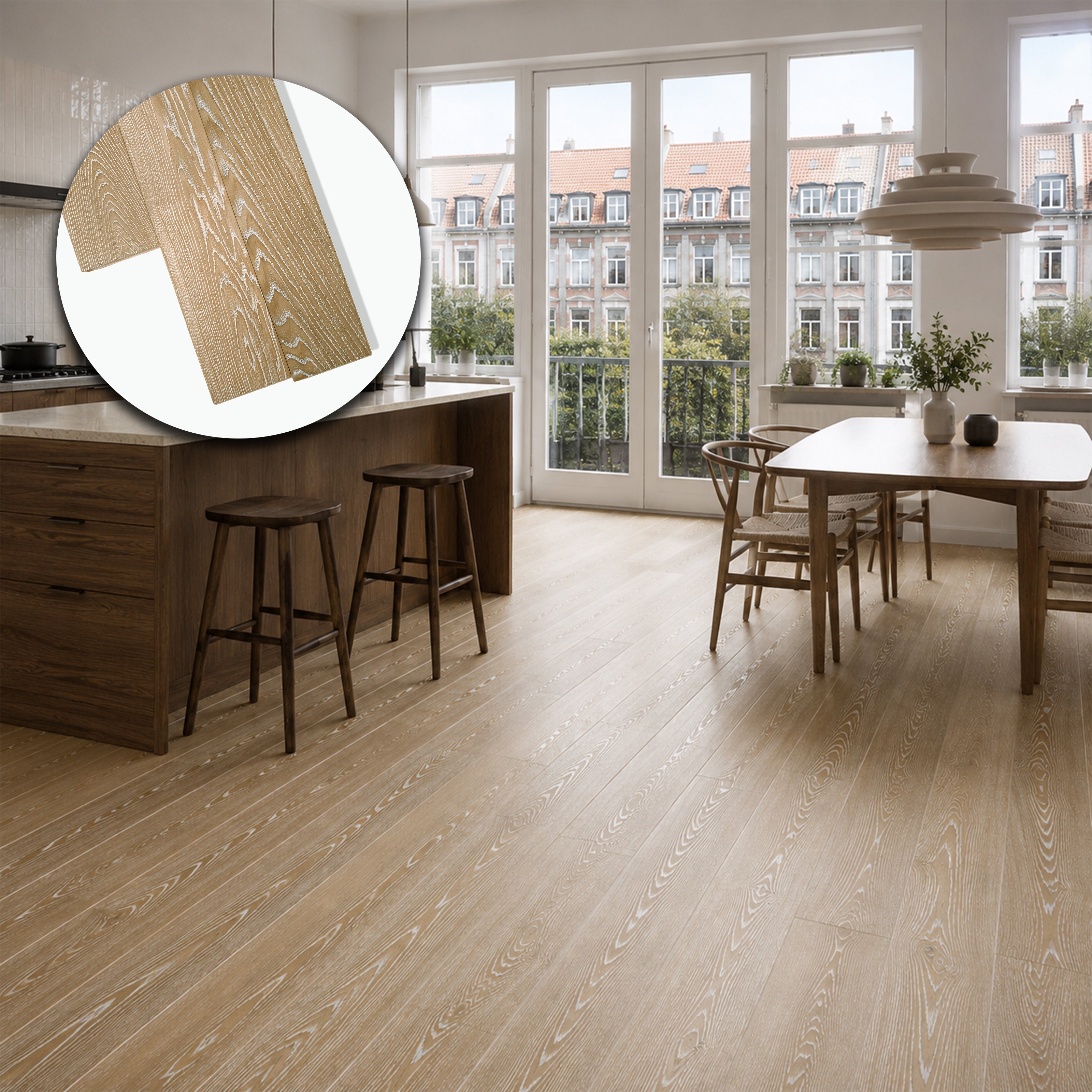 Parquet Prefinito in Rovere Decapato Bianco Garbelotto Spazzolato Verniciato Senza Bisello 14x190x1600/1990 mm – Lotto 26 mq