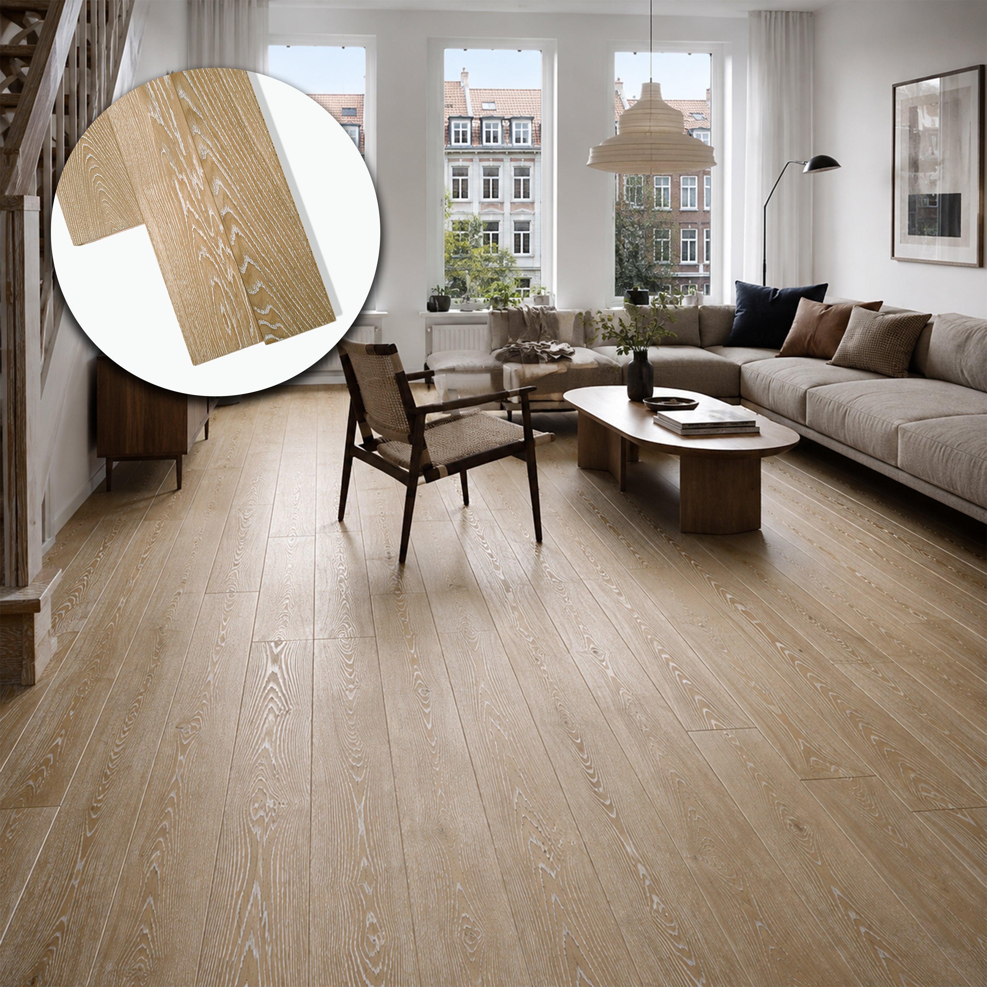 Parquet Prefinito in Rovere Decapato Bianco Garbelotto Spazzolato Verniciato Senza Bisello 14x190x1600/1990 mm – Lotto 26 mq