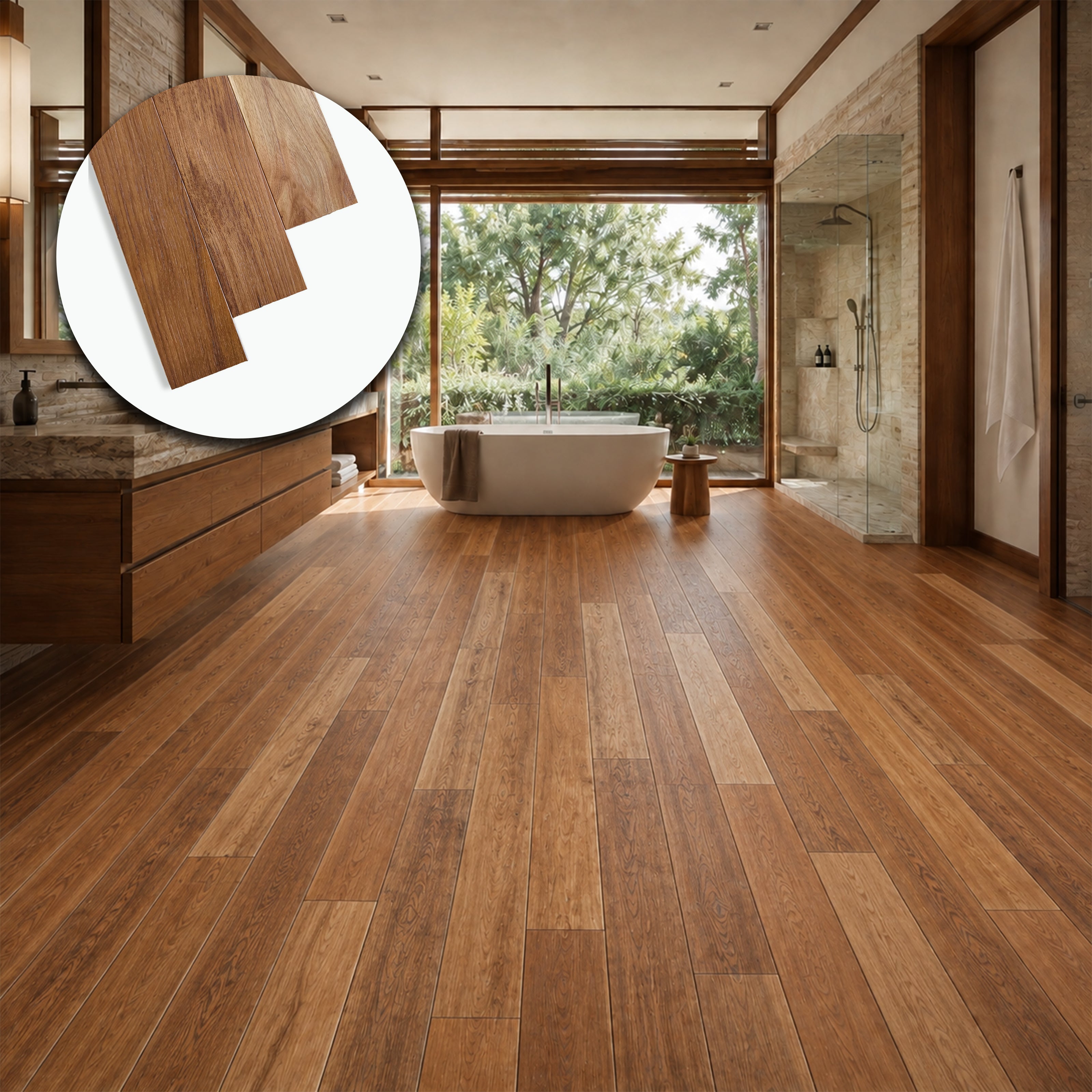 Parquet Prefinito in Teak Garbelotto Spazzolato Verniciato Opaco Bisellato 4 Lati 8,5x85x800 mm – Lotto 17 mq