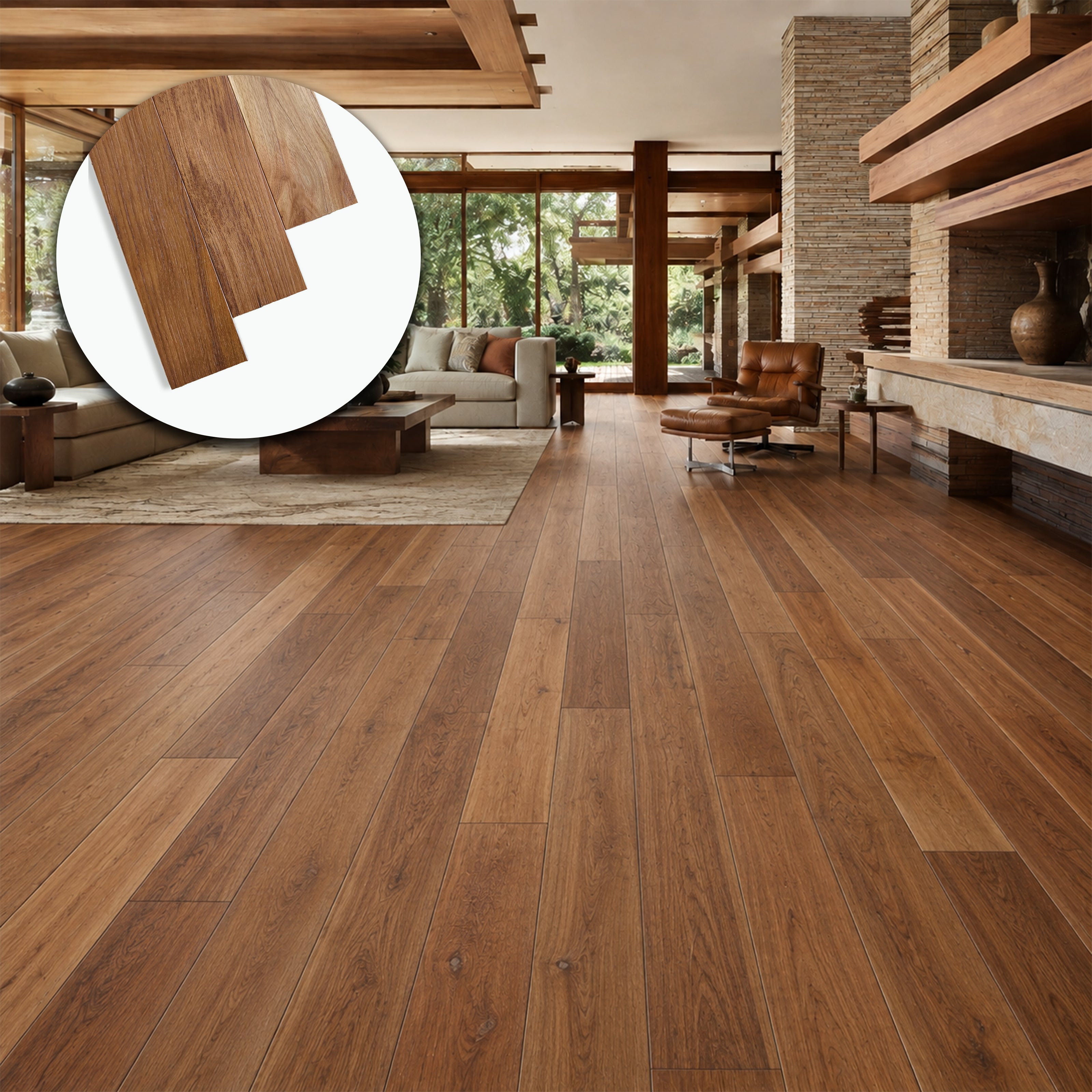 Parquet Prefinito in Teak Garbelotto Spazzolato Verniciato Opaco Bisellato 4 Lati 8,5x85x800 mm – Lotto 17 mq