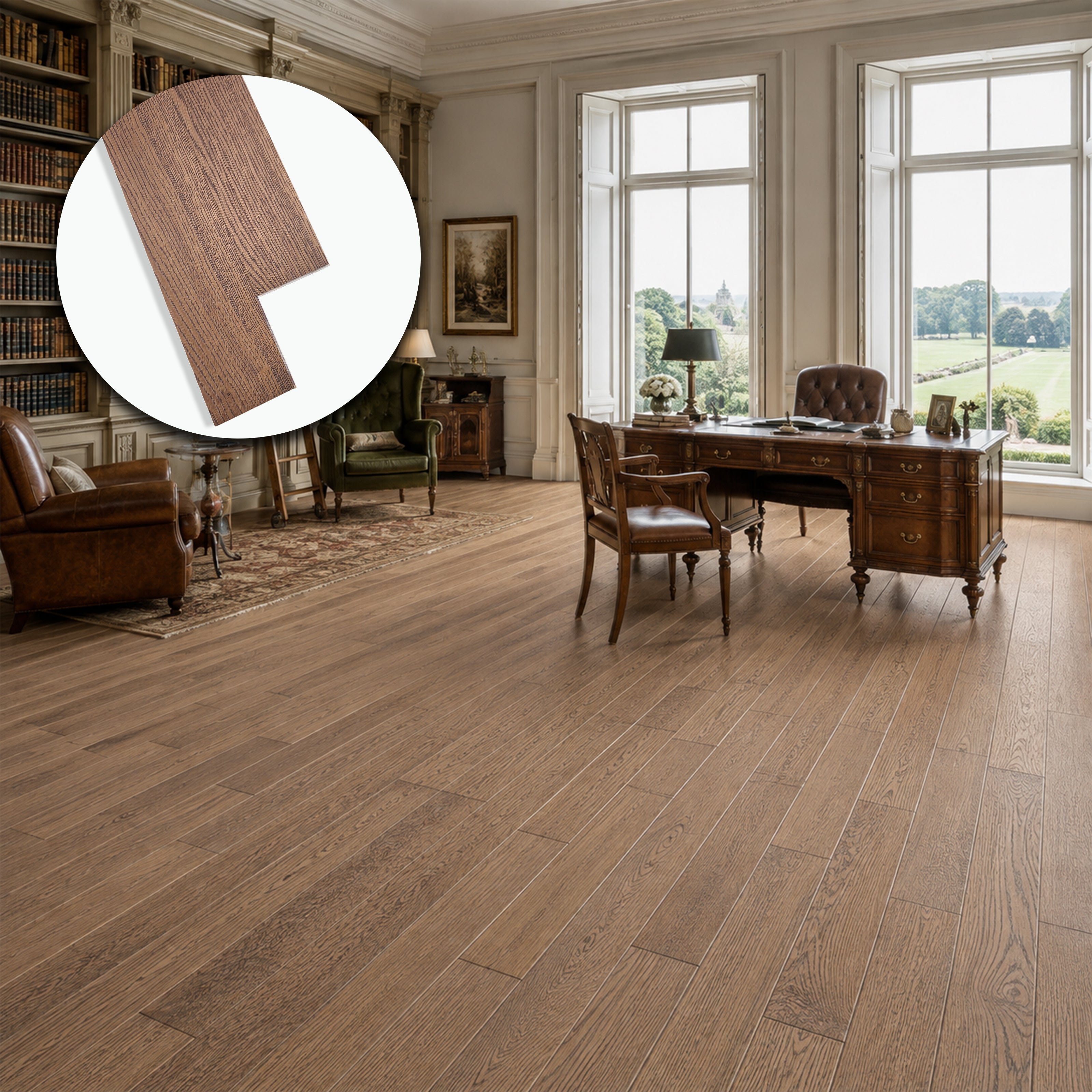Parquet Prefinito in Rovere Garbelotto Effetto Cuoio Anticato Spazzolato Verniciato Senza Bisello 14x90x900/1000 mm – Lotto 15 mq