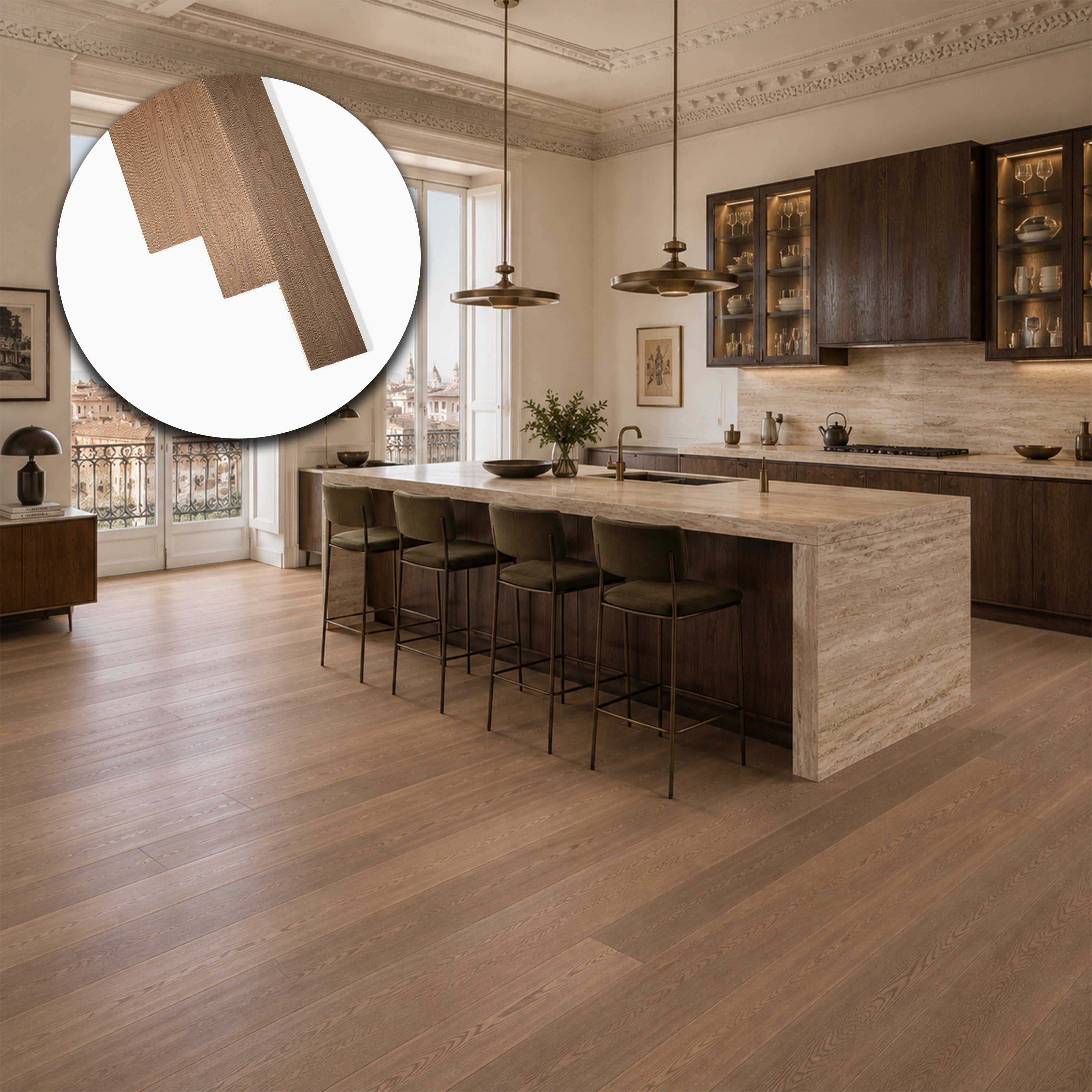 Parquet Prefinito in Rovere Brunito Garbelotto Stonalizzato Spazzolato Verniciato Senza Bisello 16x160x1260/2110 mm – Lotto 15 mq