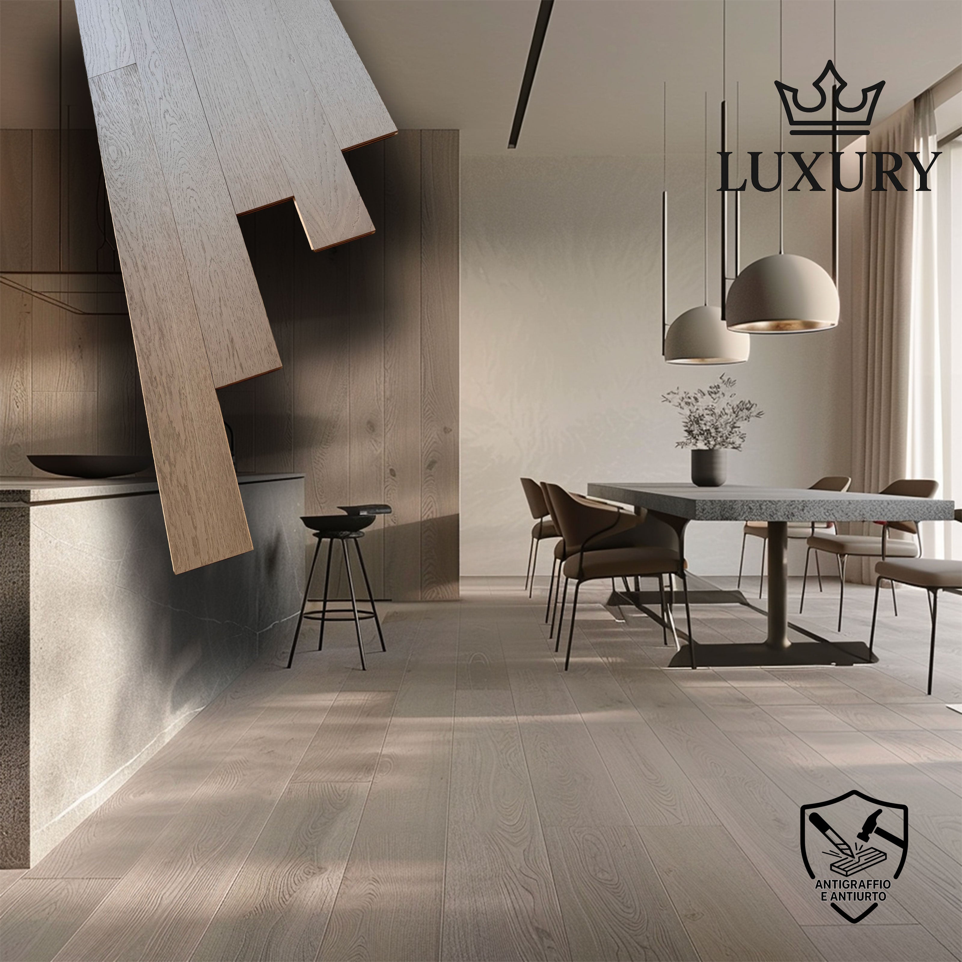 €23,99MQ *STOCK LUXURY* + Lotti da 86mq Listoni in Rovere GREY prefinito spazz. ANTIGRAFFIO 13x124x900/1500mm - Eternal Parquet