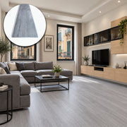 Pavimento LVT Autoadesivo Effetto Rovere Grigio Perla 914x152x2 mm – Antigraffio, Resistente all'Acqua e Ignifugo