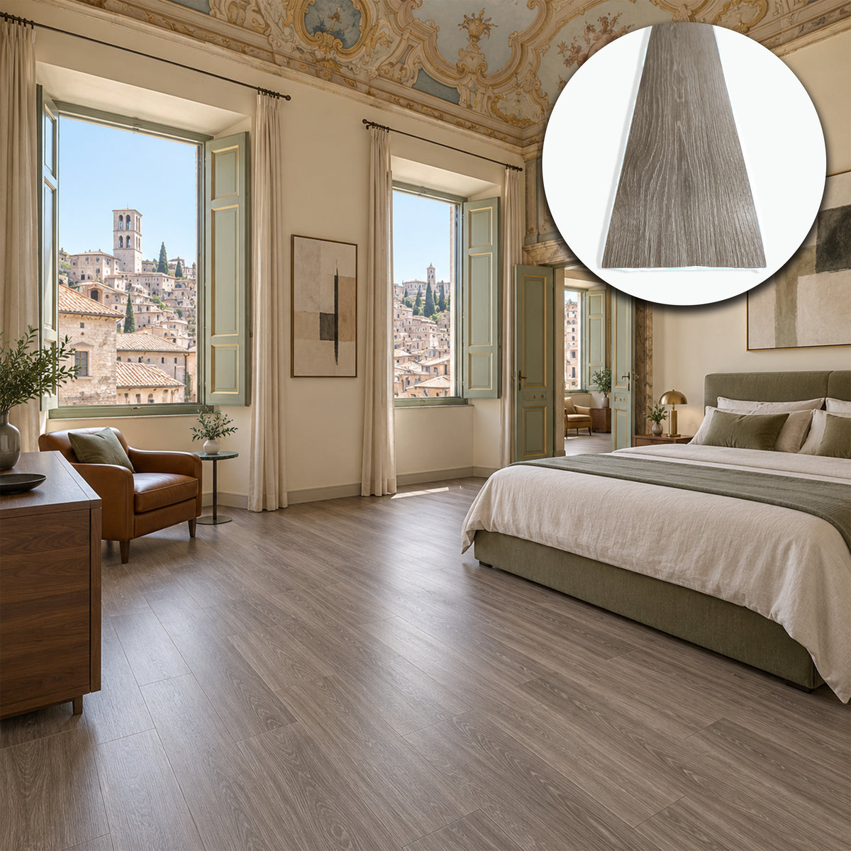 Pavimento LVT Autoadesivo Effetto Rovere Tortora 914x152x2 mm – Antigraffio, Resistente all'Acqua e Ignifugo