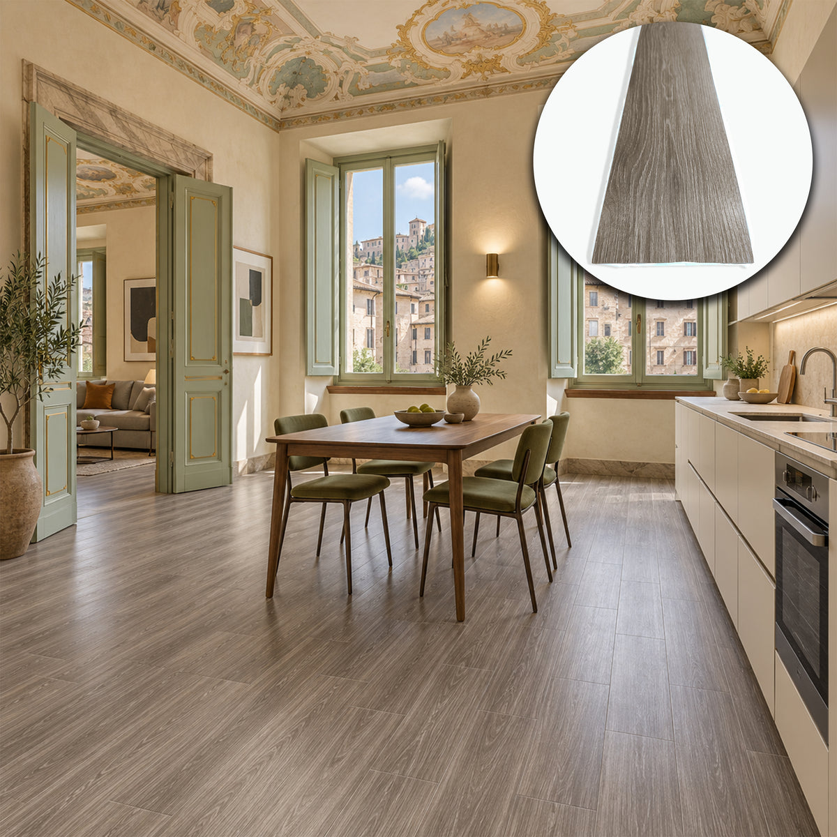 Pavimento LVT Autoadesivo Effetto Rovere Tortora 914x152x2 mm – Antigraffio, Resistente all'Acqua e Ignifugo