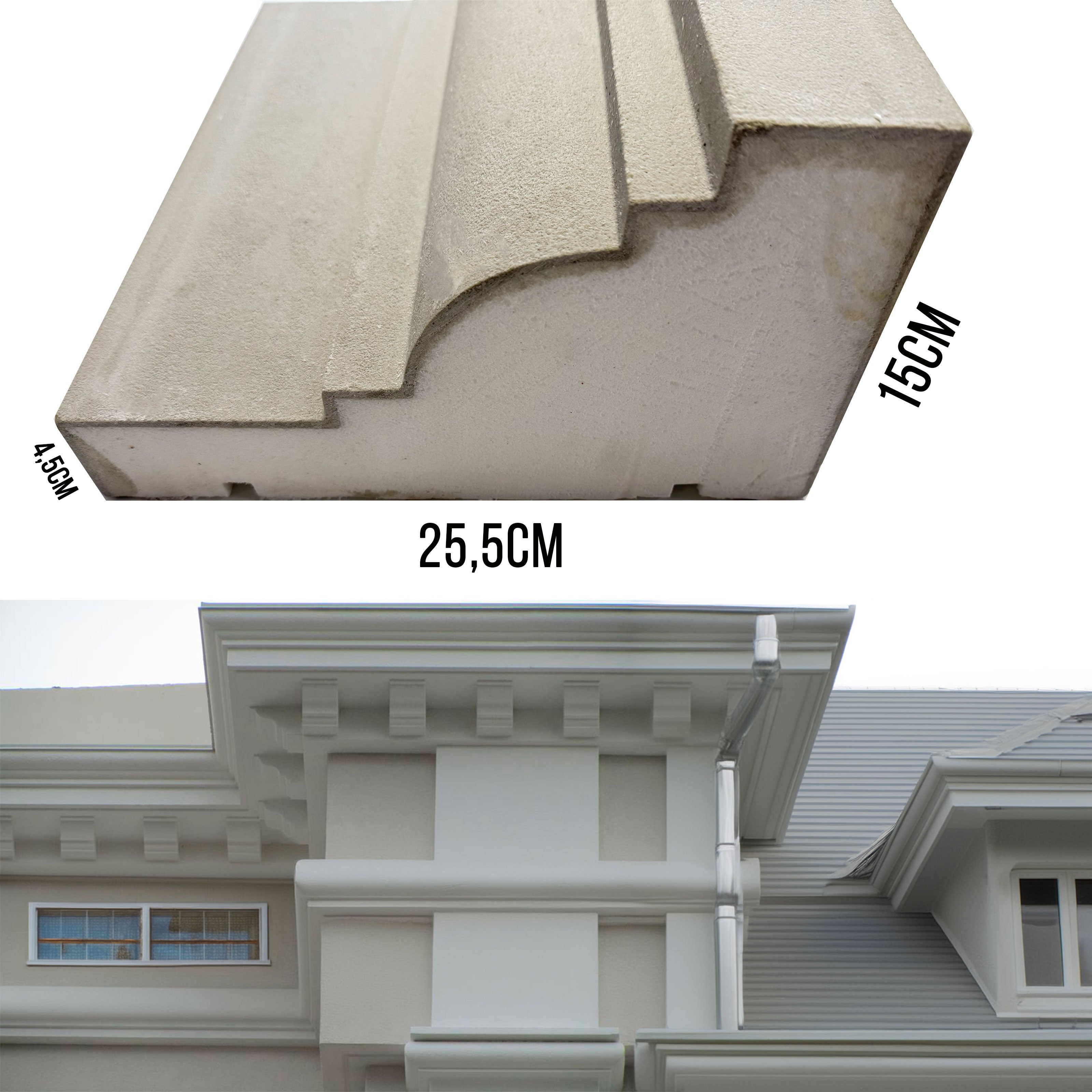 19,99ml *** STOCK ***. 10ml XPS Resinata Cadru decorativ pentru exterior 25,5X15X200cm PD094