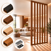 SIPA PURE Kit completo (7 toghe+2 basi orizzontali+staffe fisse) Divisorio Frangiluce in PVC Effetto Legno – rifilabile  650x2900mm