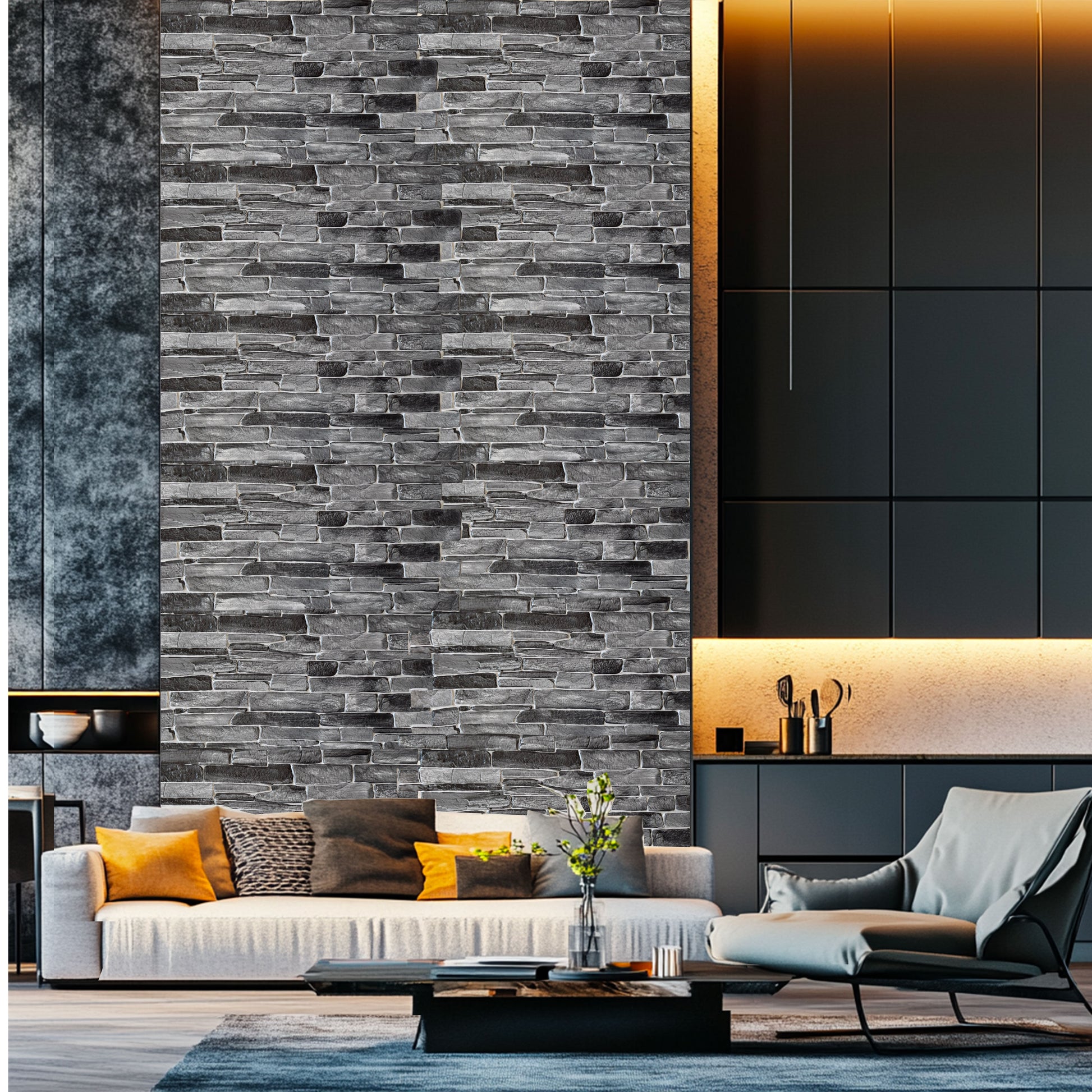 Pannelli 3D Rivestimento a parete in PVC effetto PIETRA LAVICA 96x48cm Realistici, isolanti, idrorepellenti. - Eternal Parquet