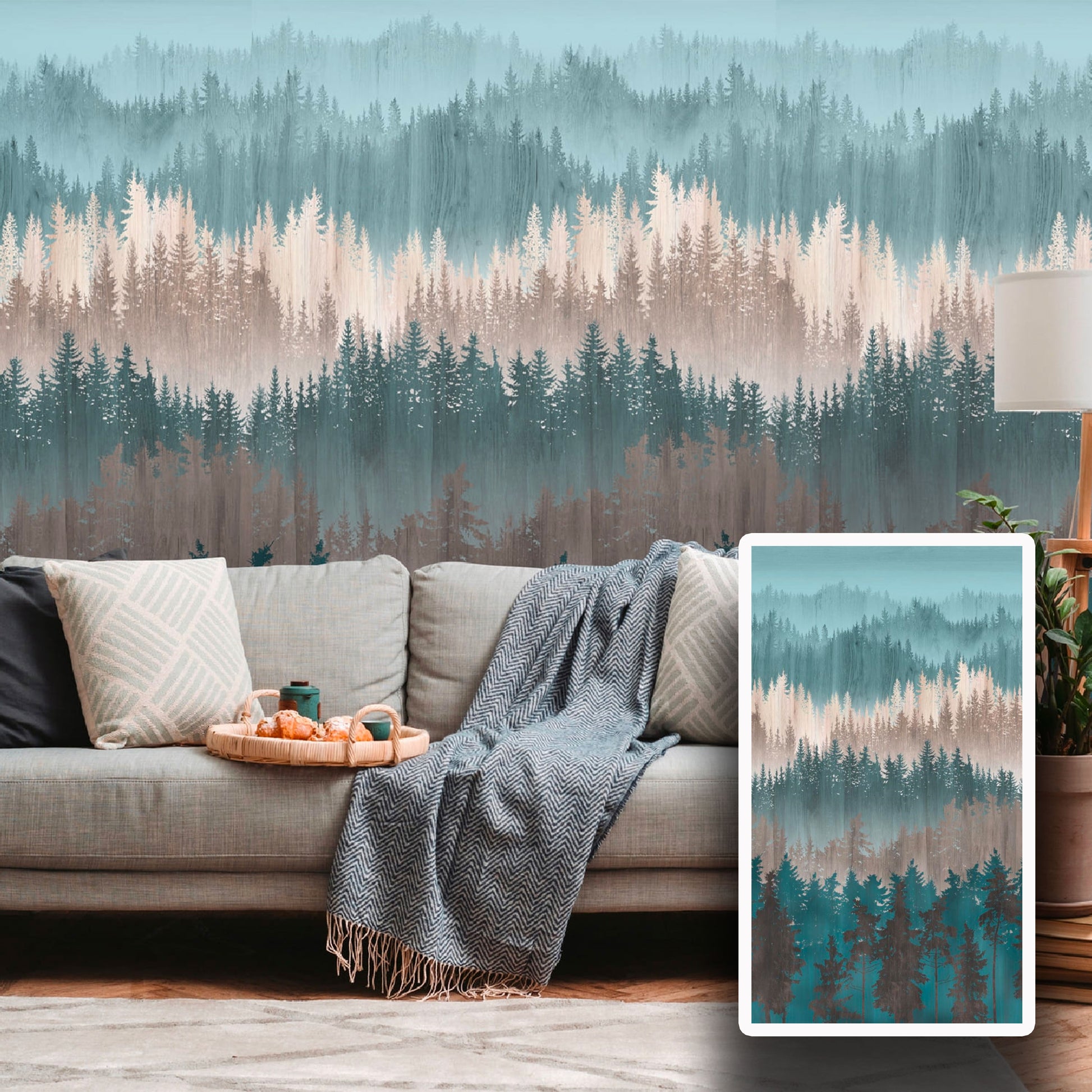 Pannello FOREST GREEN 159x280cm di Carta da Parati TNT VINILICO a modulo raccordabile continuativo (3 teli/rotoli) - Eternal Parquet