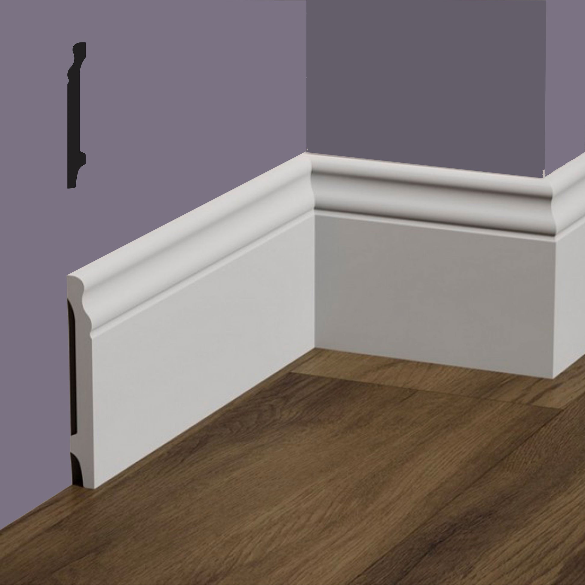 Bancali da 72ml di Battiscopa DUCALE in POLIMERI FeelingWood-HD 120x15mm - BIANCO - Eternal Parquet