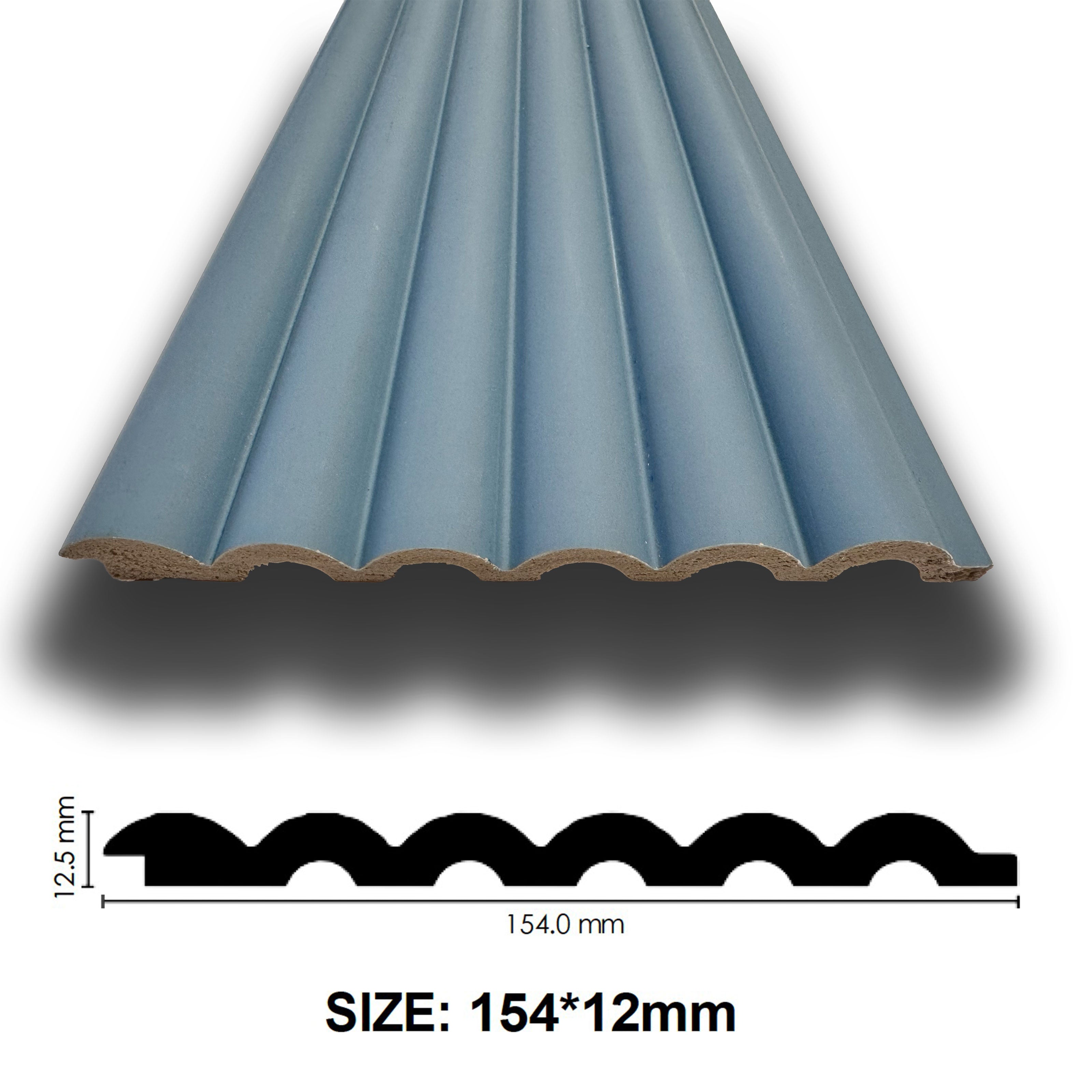 Asta intera 12x154x2800mm di Rivestimento Polimeri Boiserie cannettato Lamelli tondi eff. Touch SOFT AZURE - Eternal Parquet