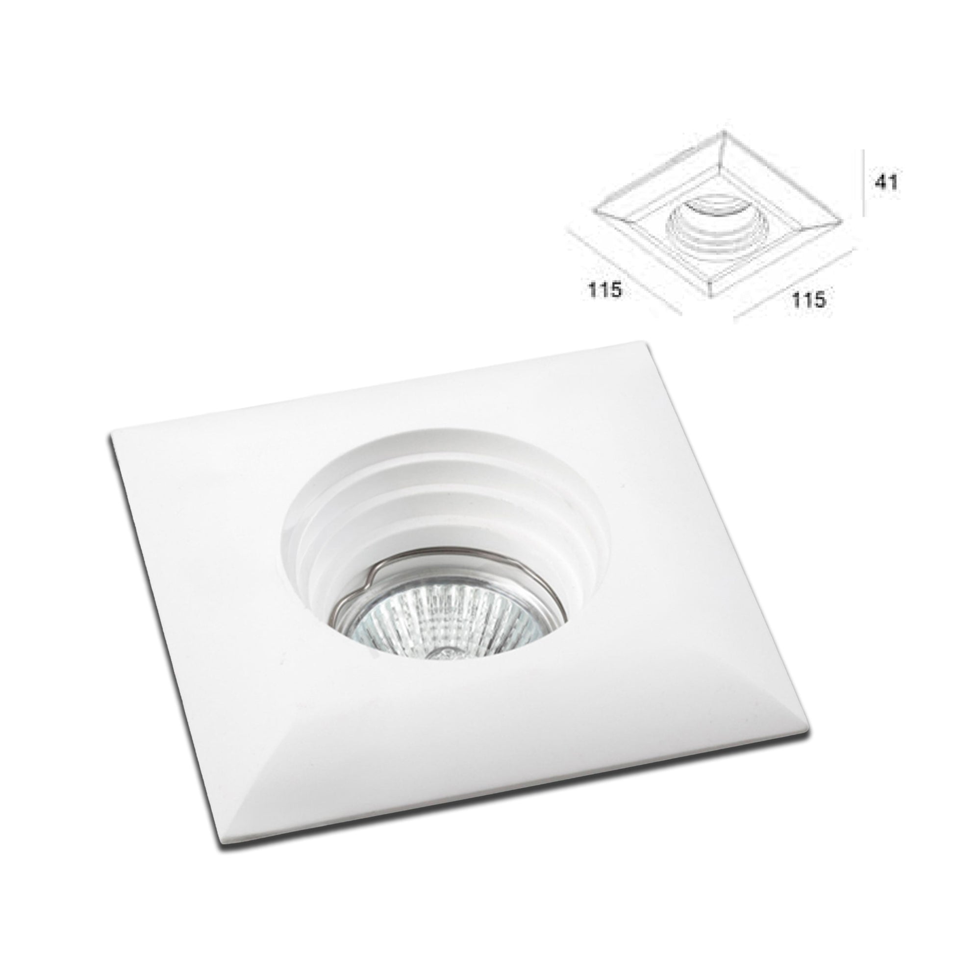 *STOCK* 10 Portafaretti In Gesso Ceramico ad incasso 115x115x41mm foro tondo 35W GU10 IP20 - Eternal Parquet