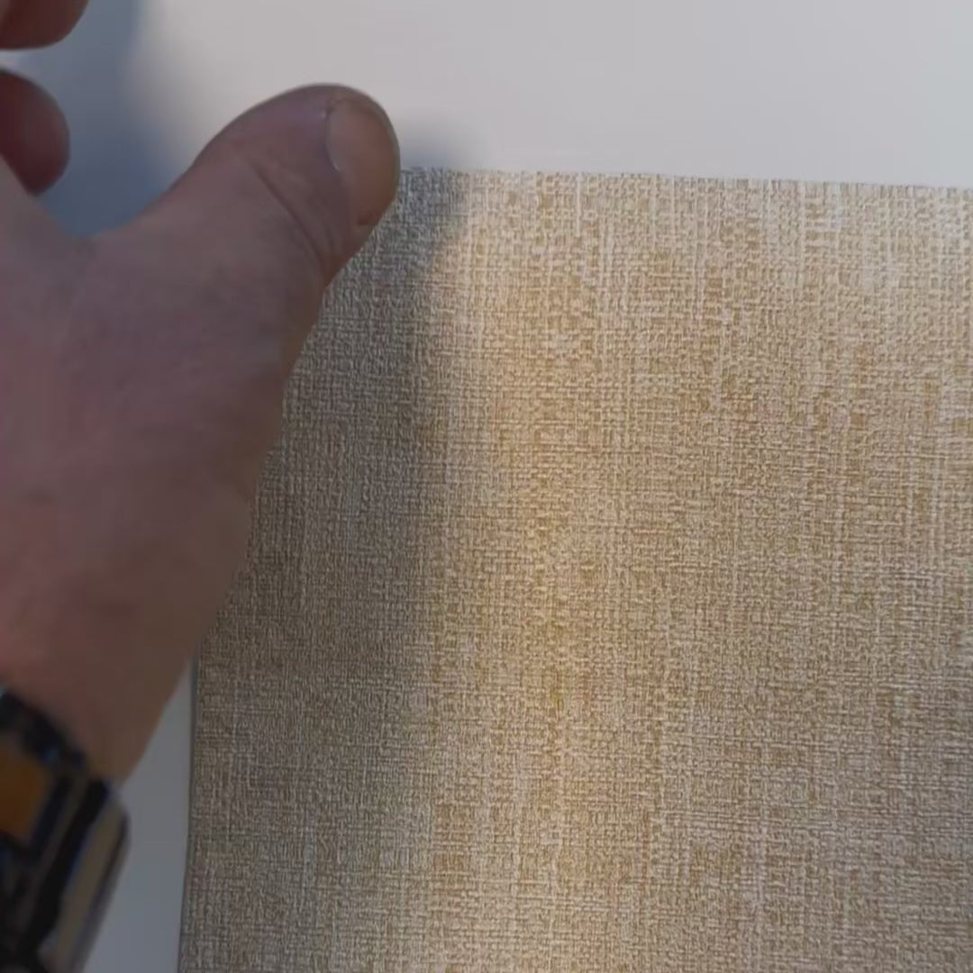 Carica video: SUPER STOCK 0,56€ por m2 - Rolo de 5,2m2 (10x0,52m) de papel de parede vinílico lavável de alta qualidade com riscas de juta