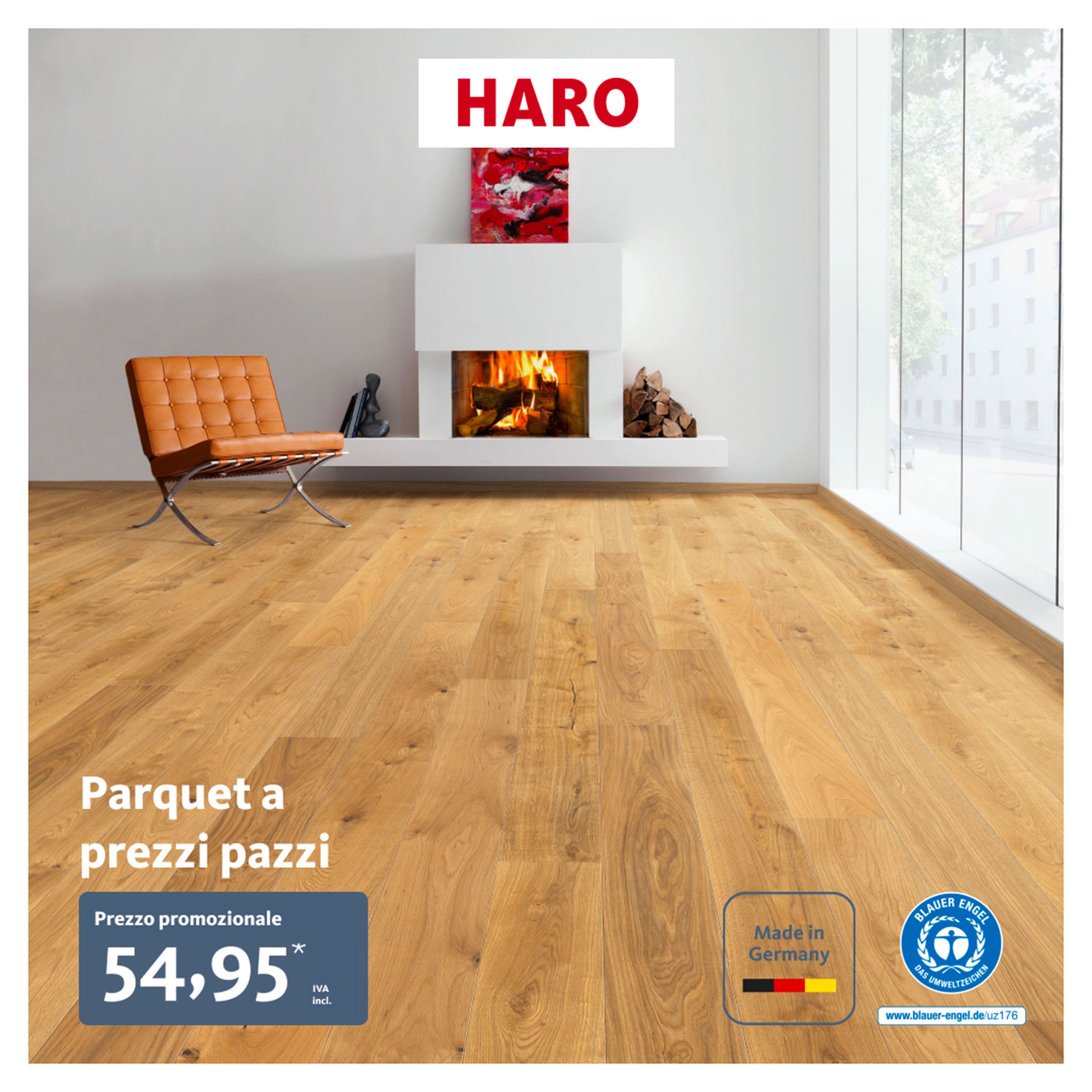 €54,90mq *HARO LIMITED EDITION* Pacco da 2,52mq Parquet MAXILISTONE in rovere Sauvage Spazz. ad OLIO 13,5X180X1750 (3,5mm nobile)