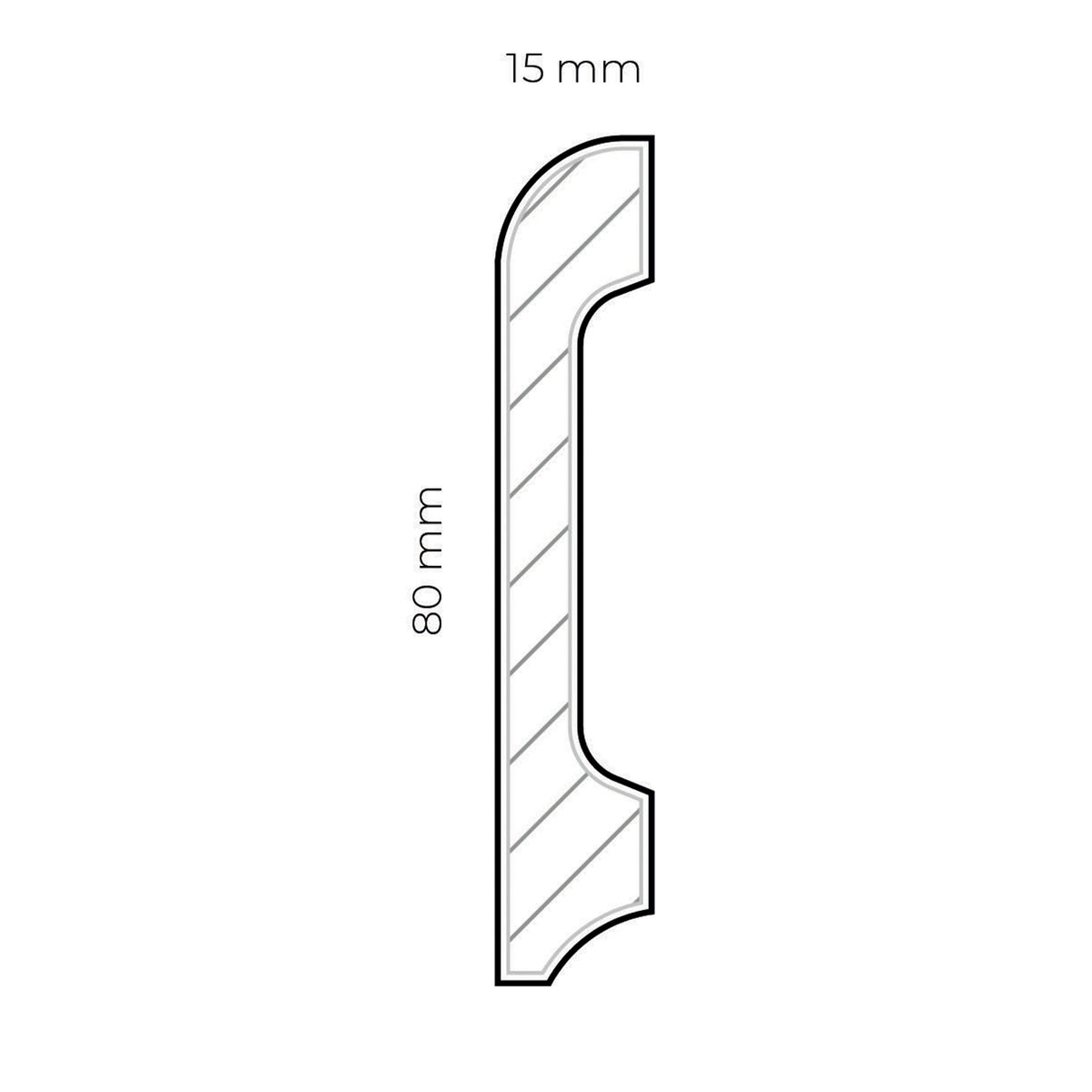 Battiscopa BC in POLIMERI EqualWood HI-TEC 80x15mm - BIANCO (prezzo al metro)