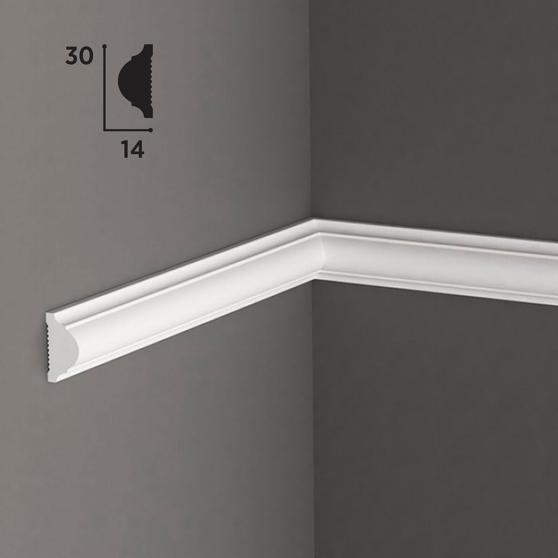 Cornice per boiserie in POLIMERI FeelingWood-HD 30x14mm - BIANCO (prezzo al metro) - Eternal Parquet