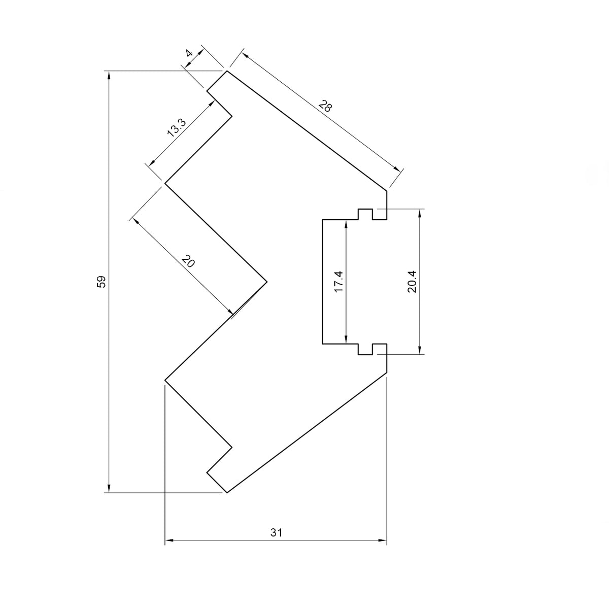 Profilo LED a Gola da Incasso per Cartongesso in Polimero 31x59x2700 mm – JX187 – Venduto al Metro Lineare