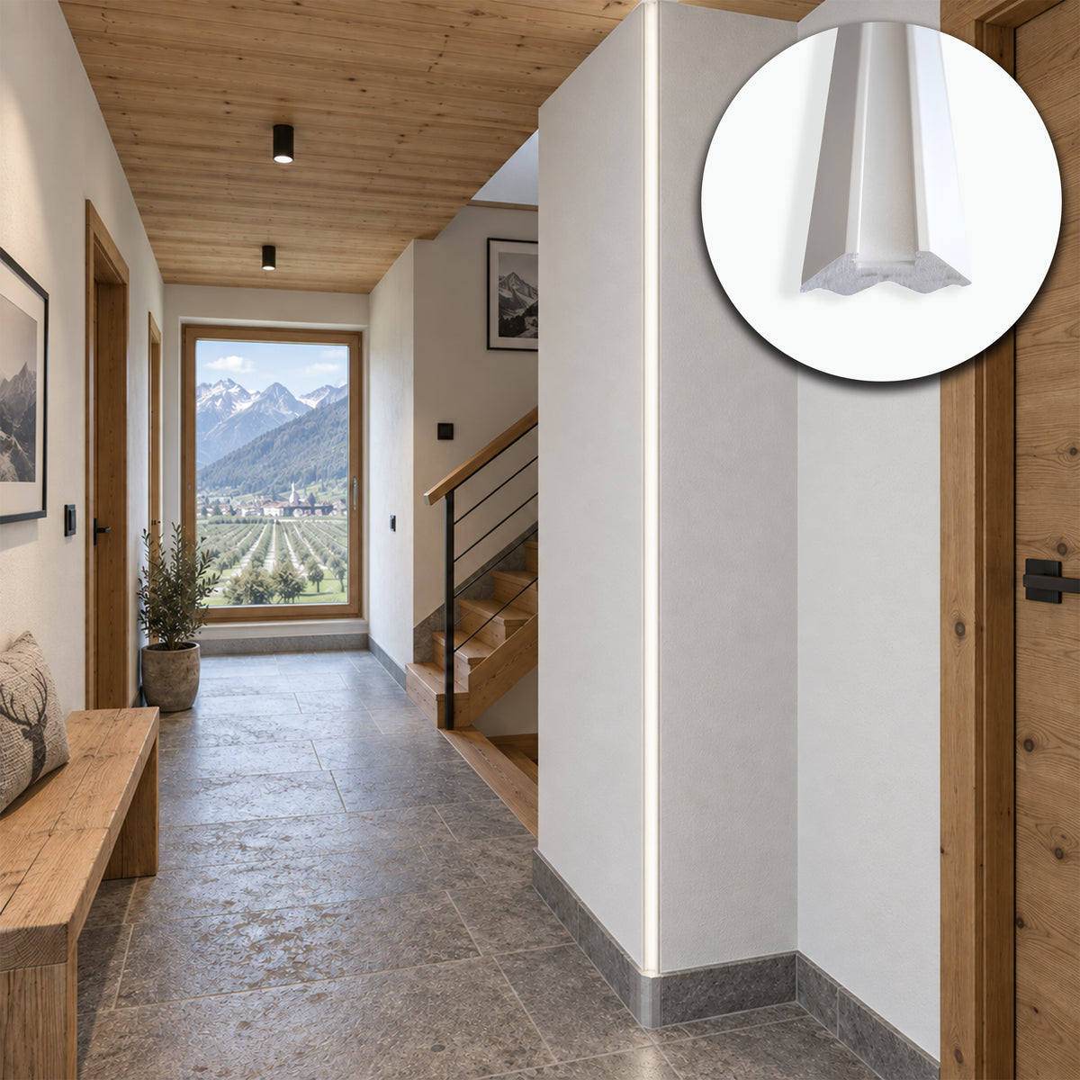 Profilo LED a Gola da Incasso per Cartongesso in Polimero 31x59x2700 mm – JX187 – Venduto al Metro Lineare