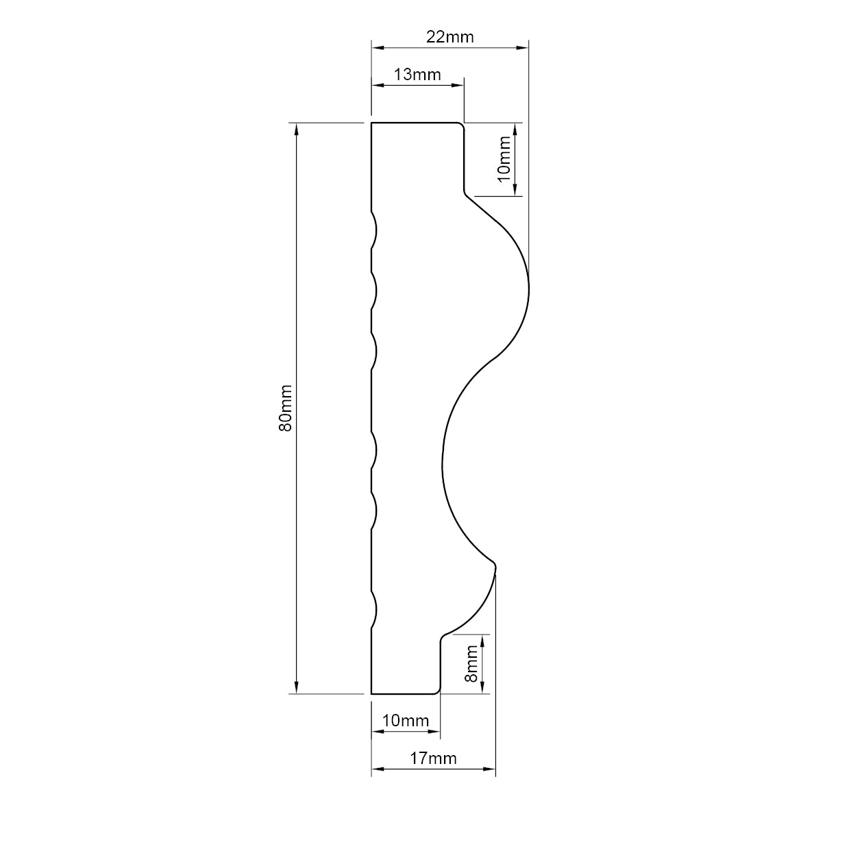 Cornice per Esterno in Polimero HPS 80x22x2500 mm – JH28 – Venduta al Metro Lineare