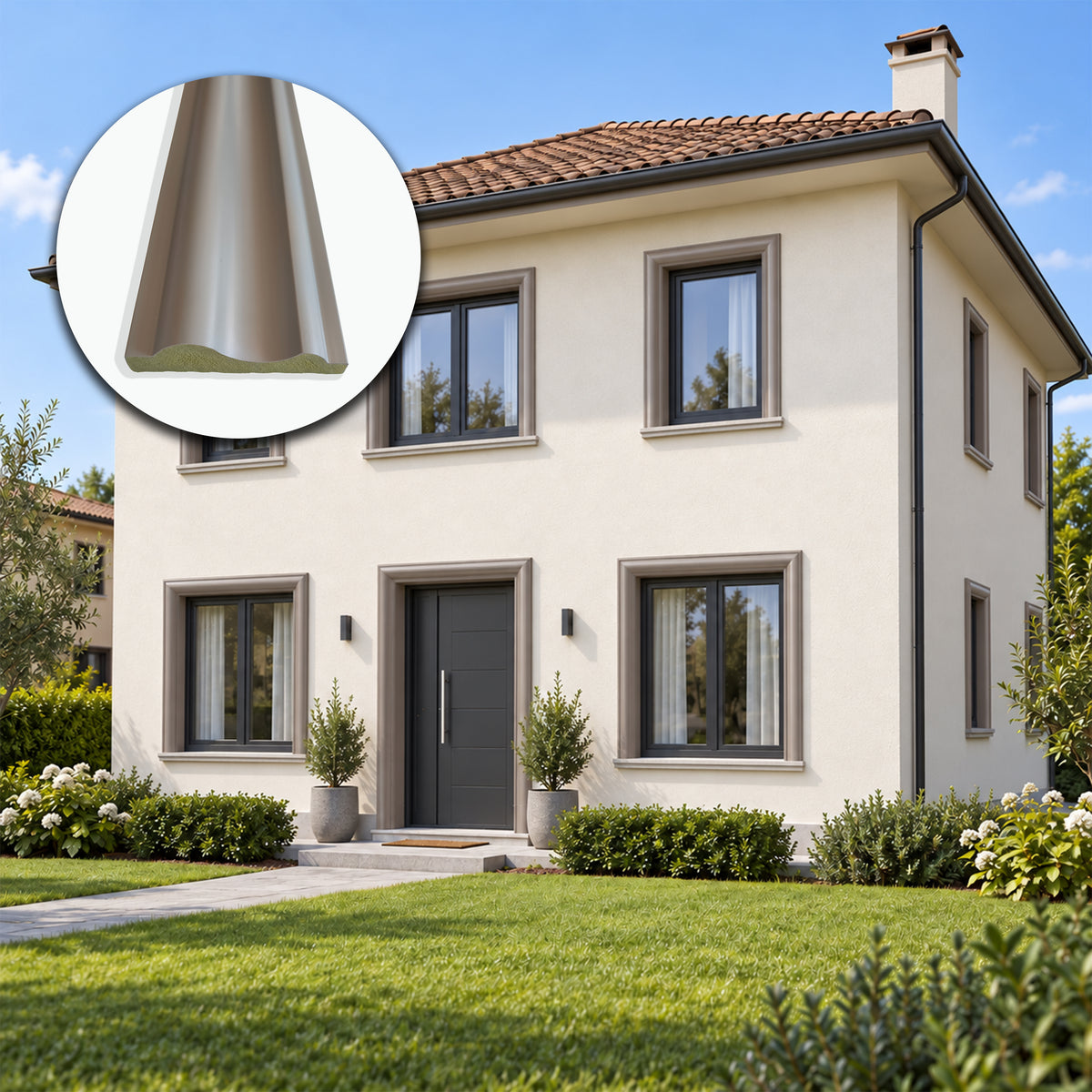 Cornice per Esterno in Polimero HPS 80x22x2500 mm – JH28 – Venduta al Metro Lineare