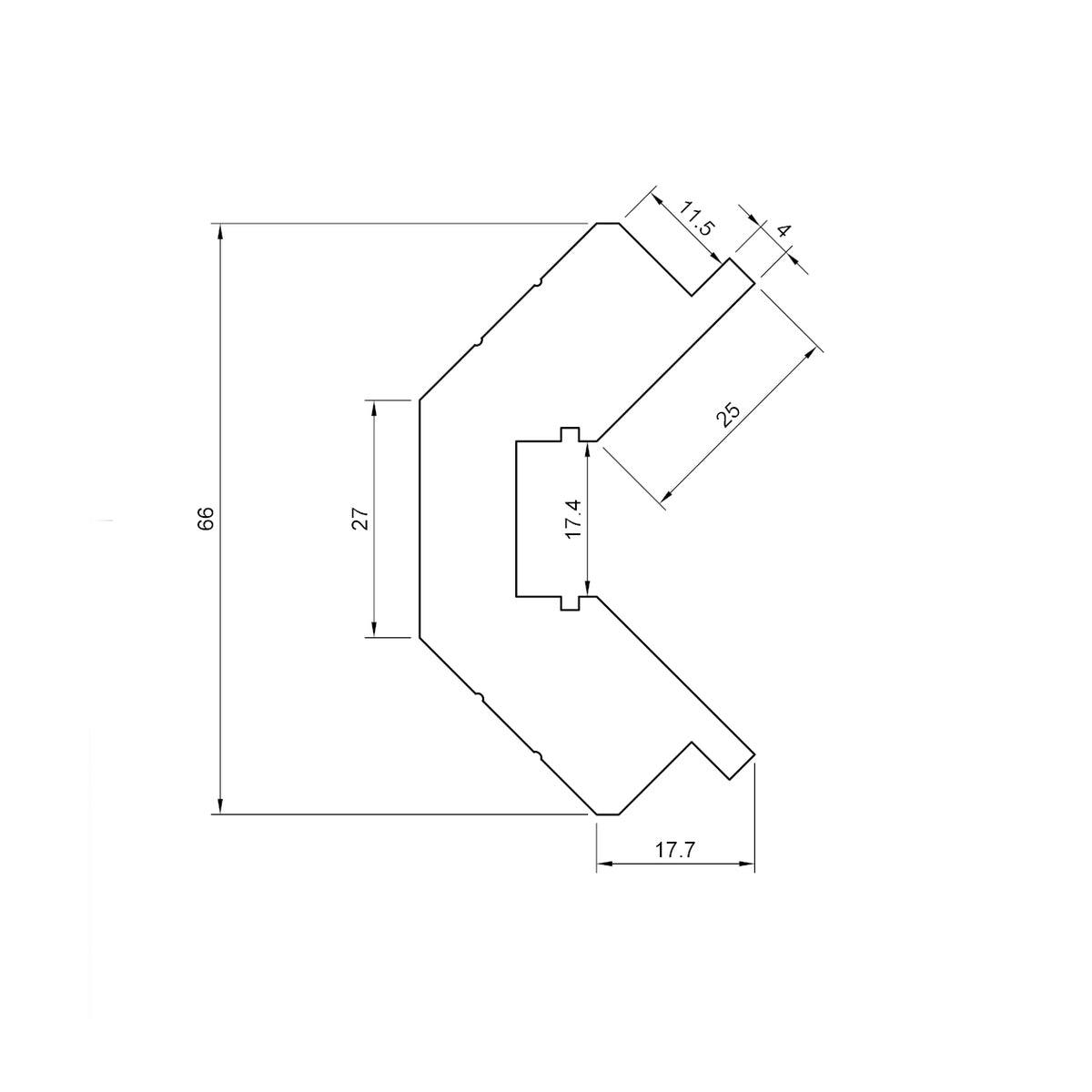 Profilo LED Angolare da Incasso per Cartongesso in Polimero 38x66x2700 mm – JX185 – Venduto al Metro Lineare