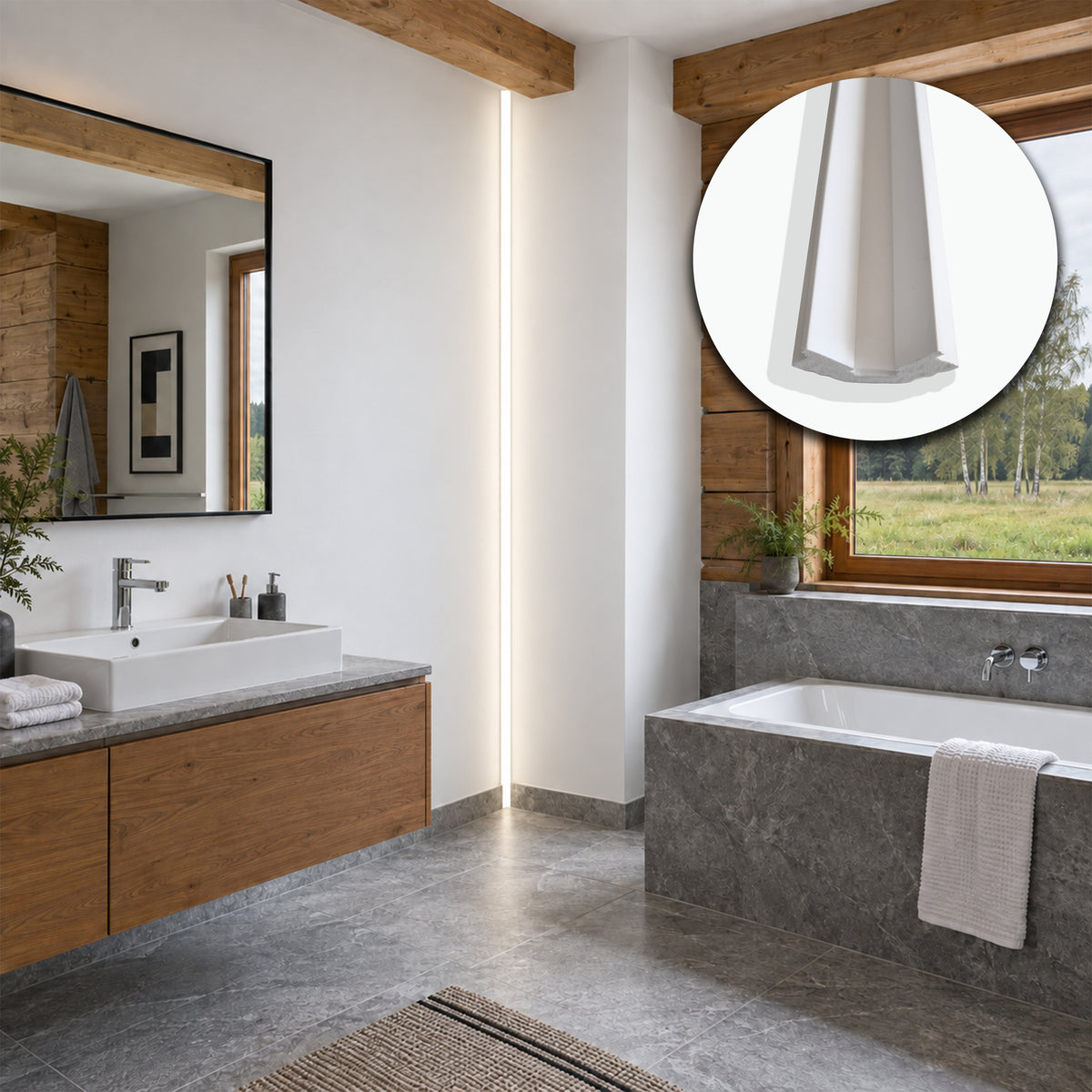 Profilo LED Angolare da Incasso per Cartongesso in Polimero 38x66x2700 mm – JX185 – Venduto al Metro Lineare