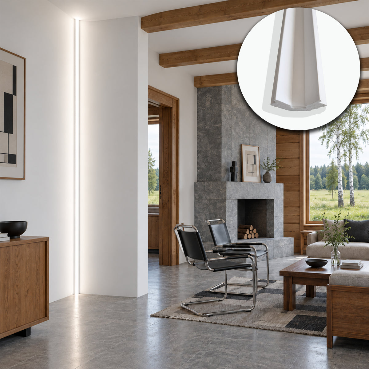 Profilo LED Angolare da Incasso per Cartongesso in Polimero 38x66x2700 mm – JX185 – Venduto al Metro Lineare