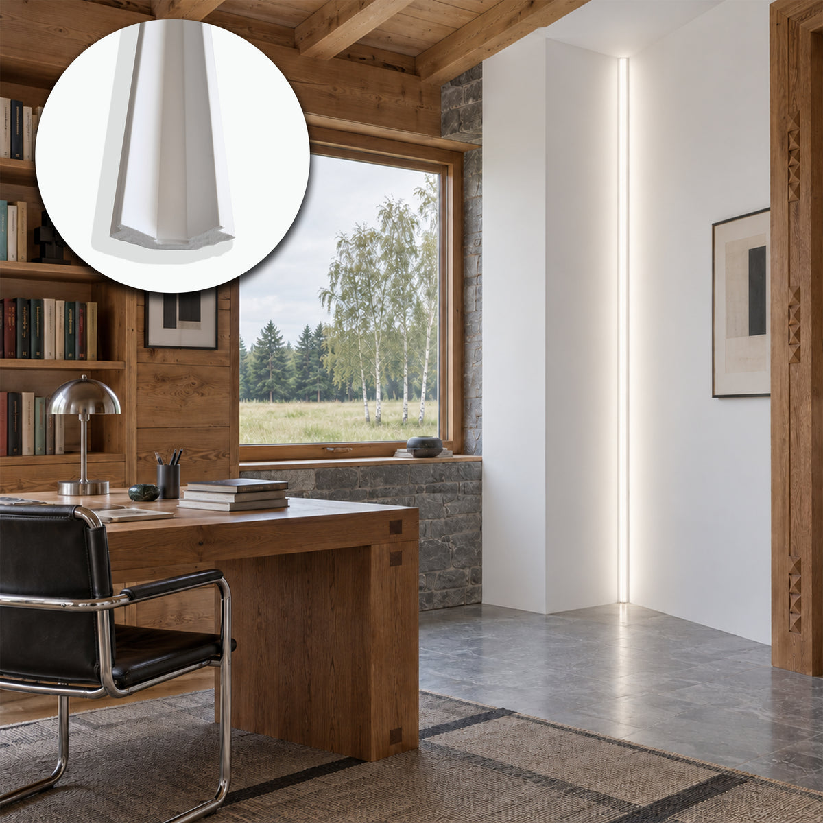 Profilo LED Angolare da Incasso per Cartongesso in Polimero 38x66x2700 mm – JX185 – Venduto al Metro Lineare