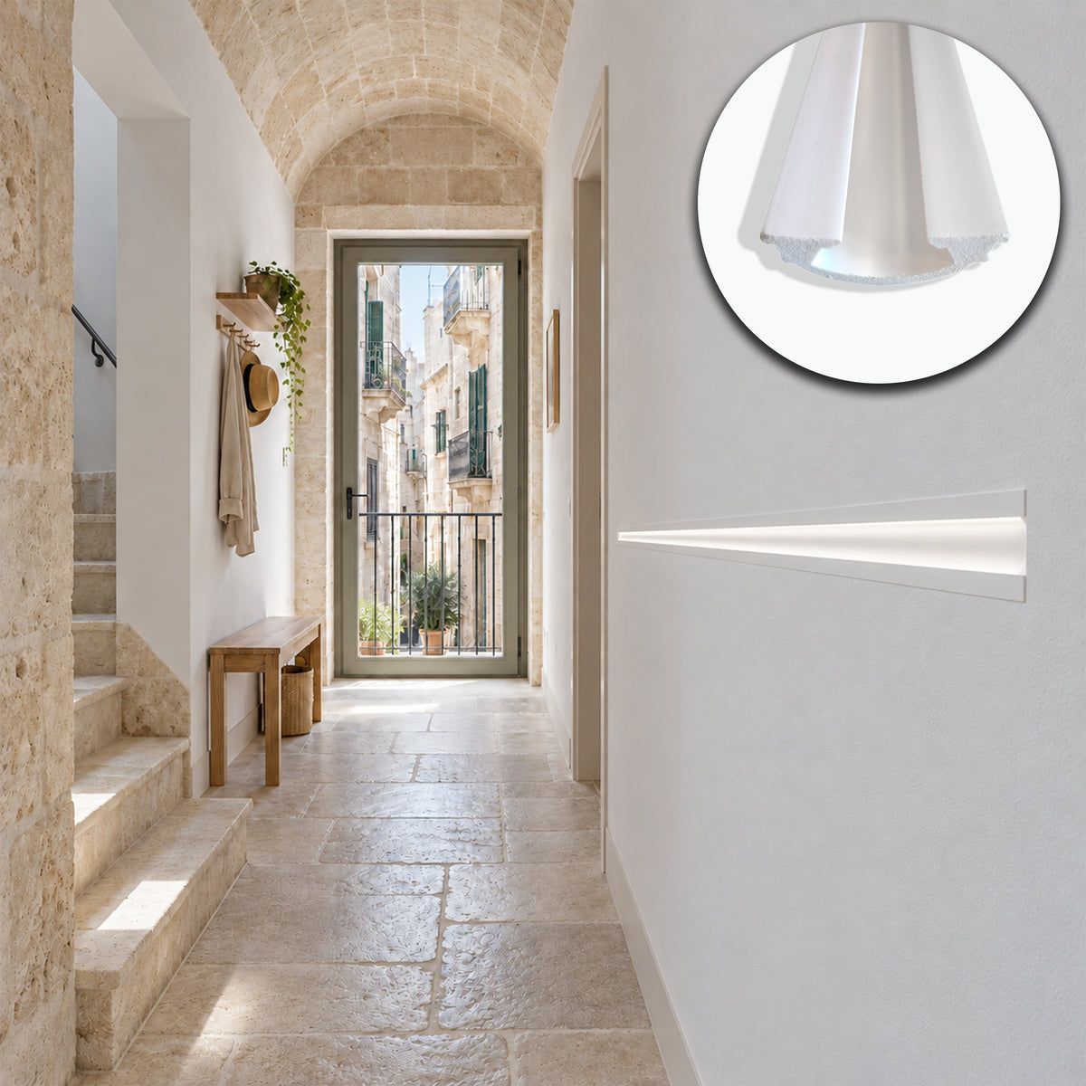 Profilo LED a Gola da Incasso per Cartongesso in Polimero 36x90x2700 mm – JX188 – Venduto al Metro Lineare