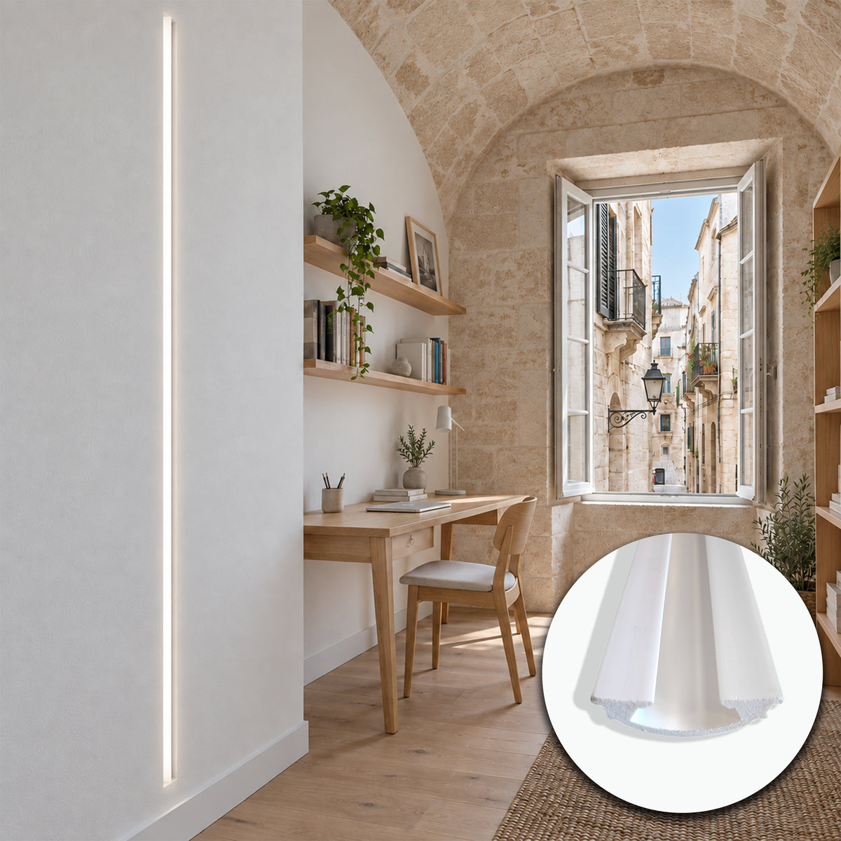 Profilo LED a Gola da Incasso per Cartongesso in Polimero 36x90x2700 mm – JX188 – Venduto al Metro Lineare
