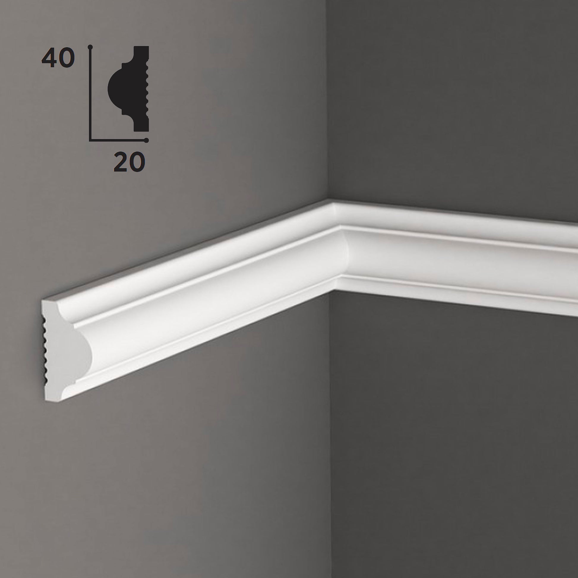 Cornice per boiserie in POLIMERI FeelingWood-HD 40x20mm - BIANCO (prezzo al metro) - Eternal Parquet