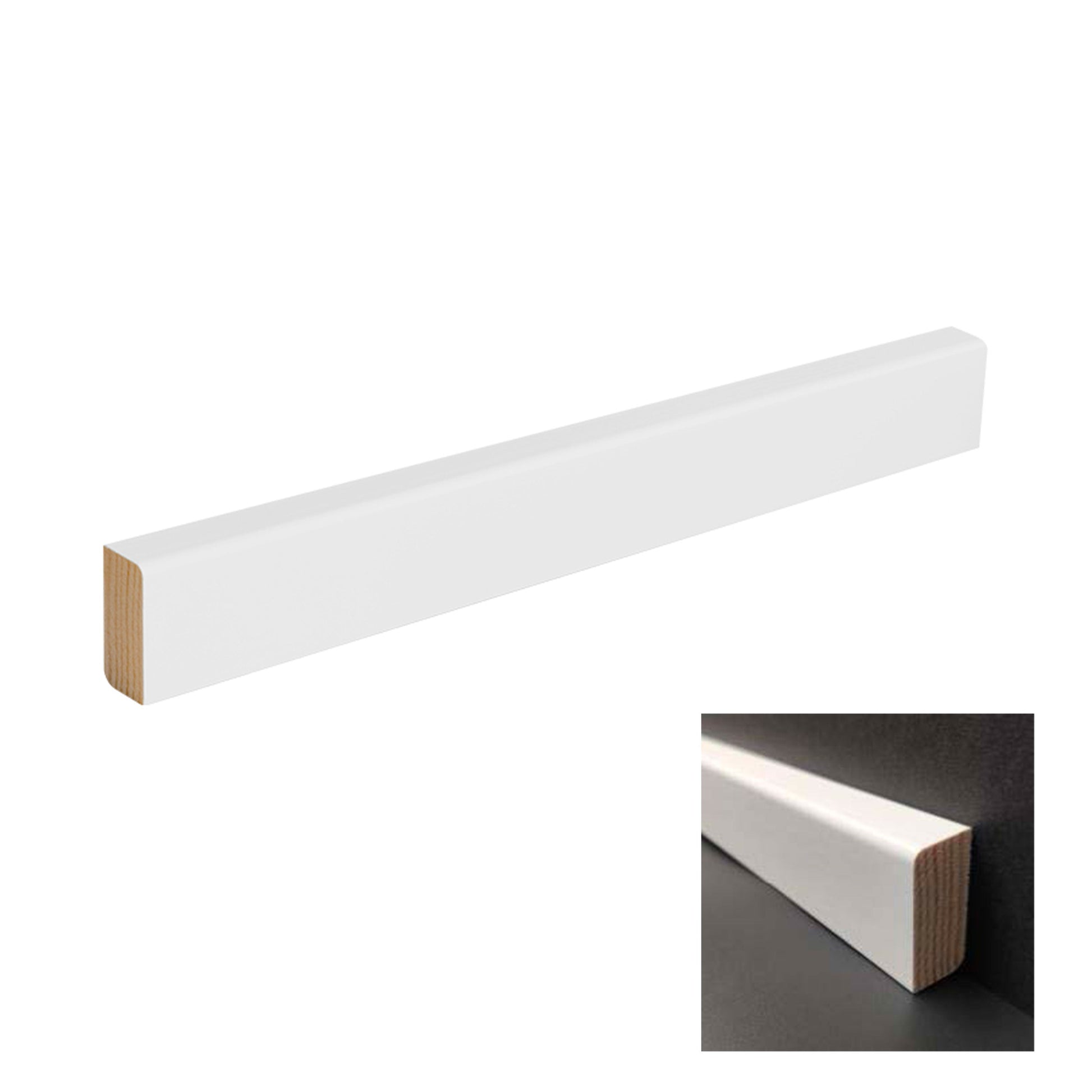 100ml di Battiscopa PREMIUM in legno MASSELLO basso squadrato 33x14 laccato bianco - Eternal Parquet