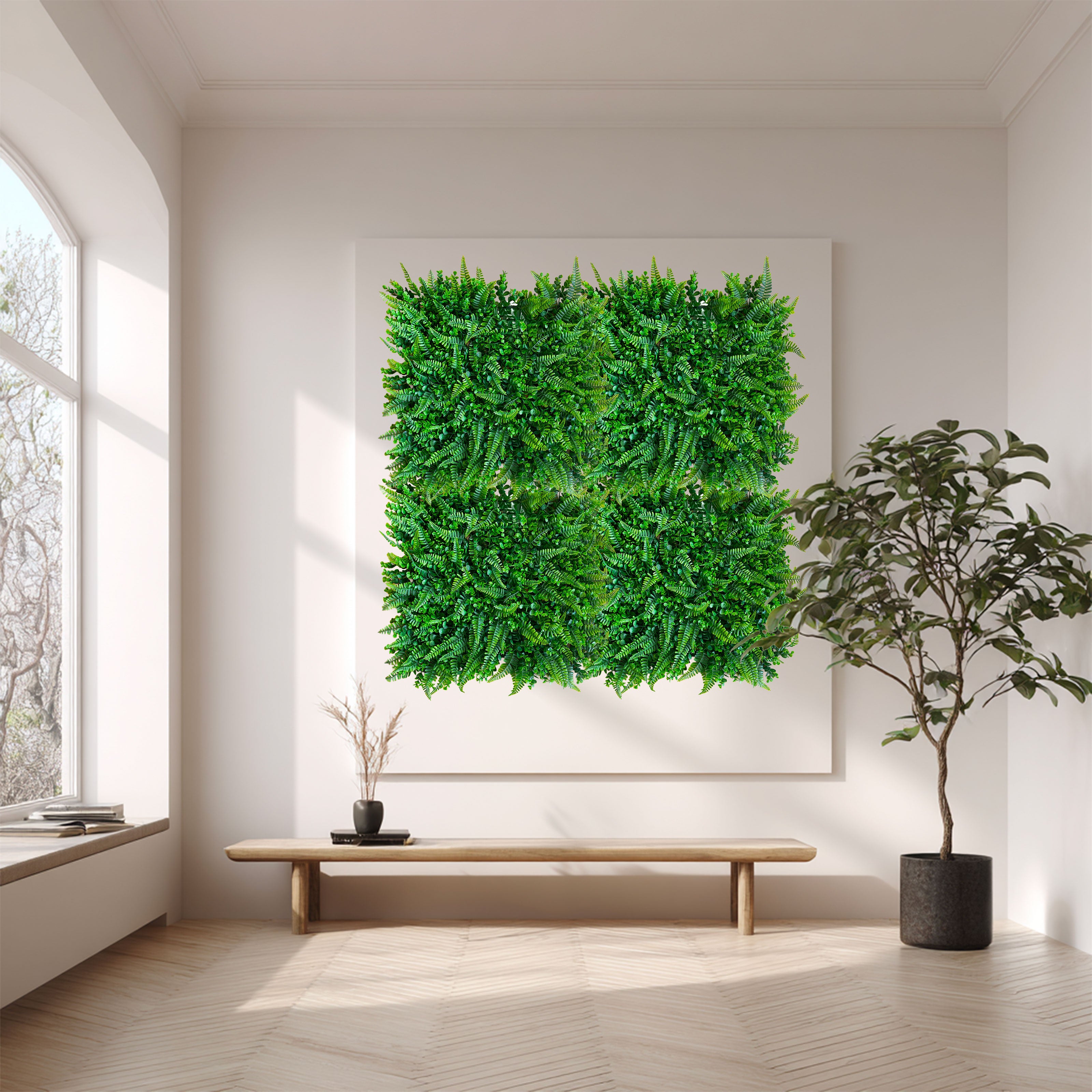 Pannelli Verde Verticale 50×50 cm Ultra-realistici e folti, per interno/esterno FELCI E BOSSO - Eternal Parquet - Eternal Parquet
