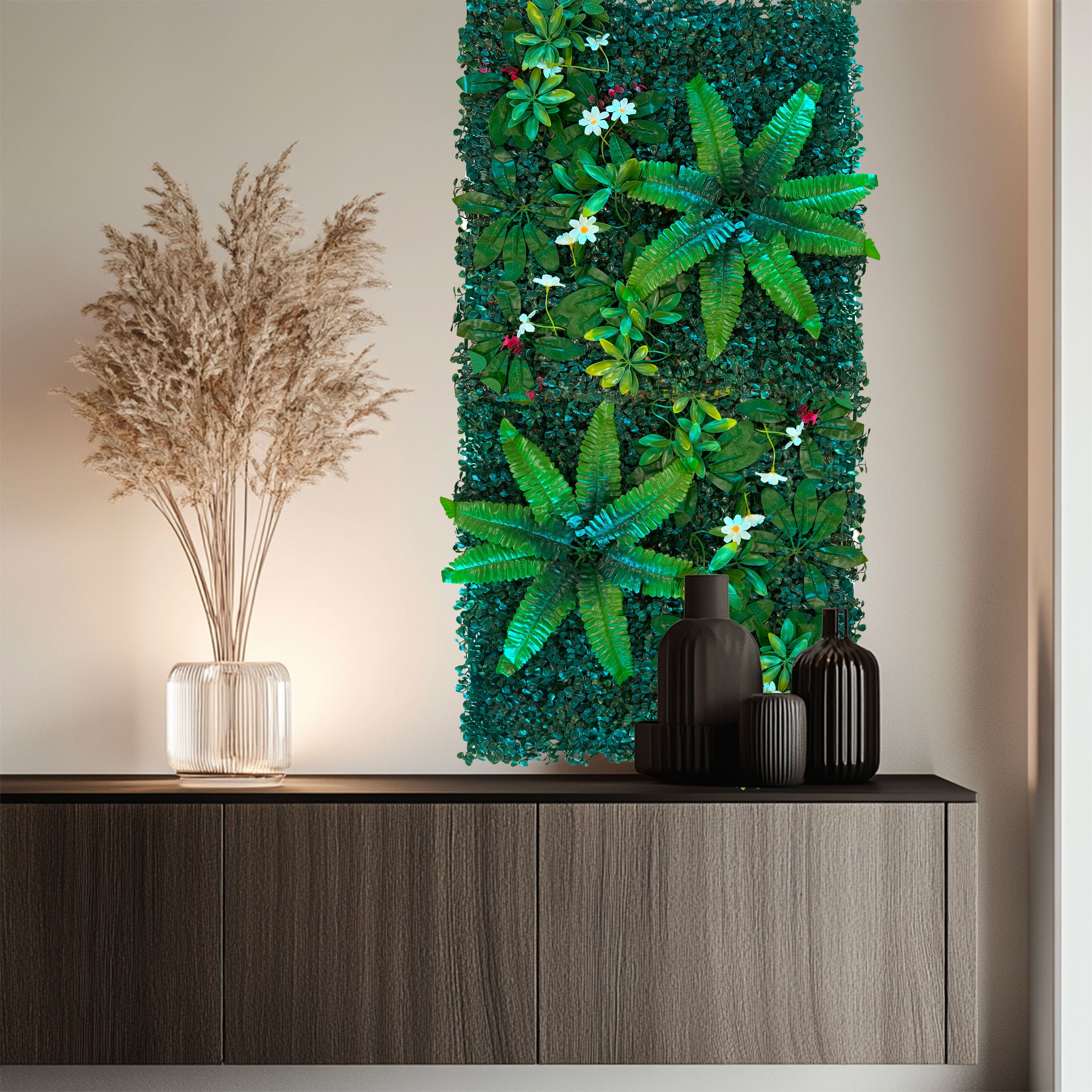 Pannelli Verde Verticale 50×50 cm Ultra-realistici e folti, per interno/esterno TROPICAL WHITE - Eternal Parquet - Eternal Parquet