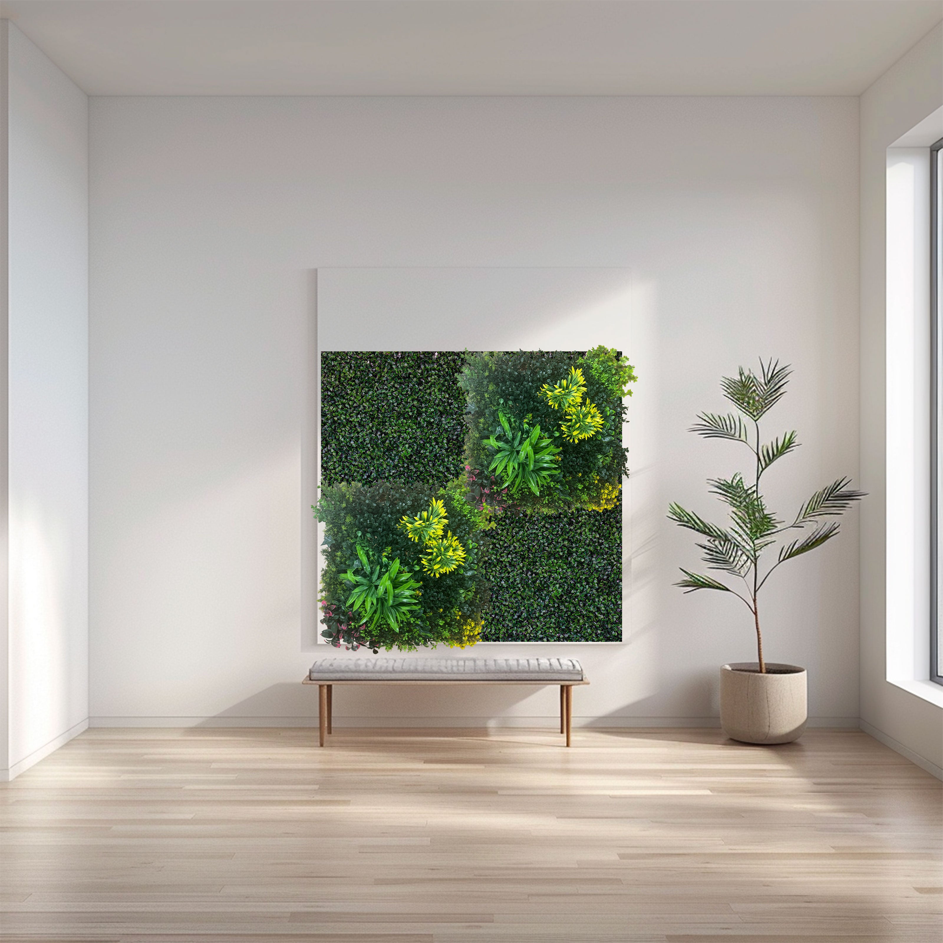 Pannelli Verde Verticale 50×50 cm Ultra-realistici e folti, per interno/esterno Mod. Romantic - Eternal Parquet - Eternal Parquet