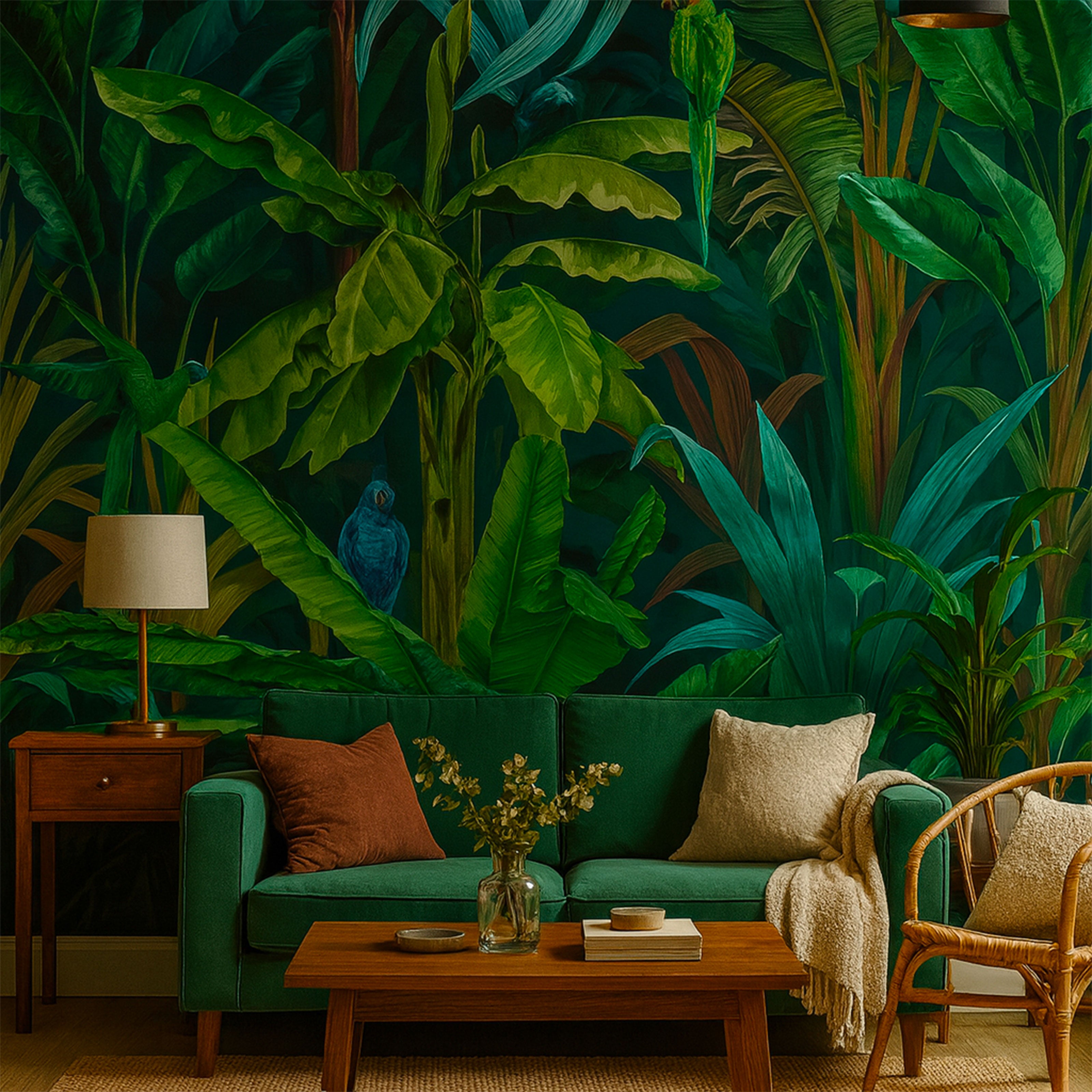 Pannello JUNGLE GREEN 159x280cm di Carta da Parati TNT VINILICO a modulo raccordabile continuativo (3 teli/rotoli) - Eternal Parquet