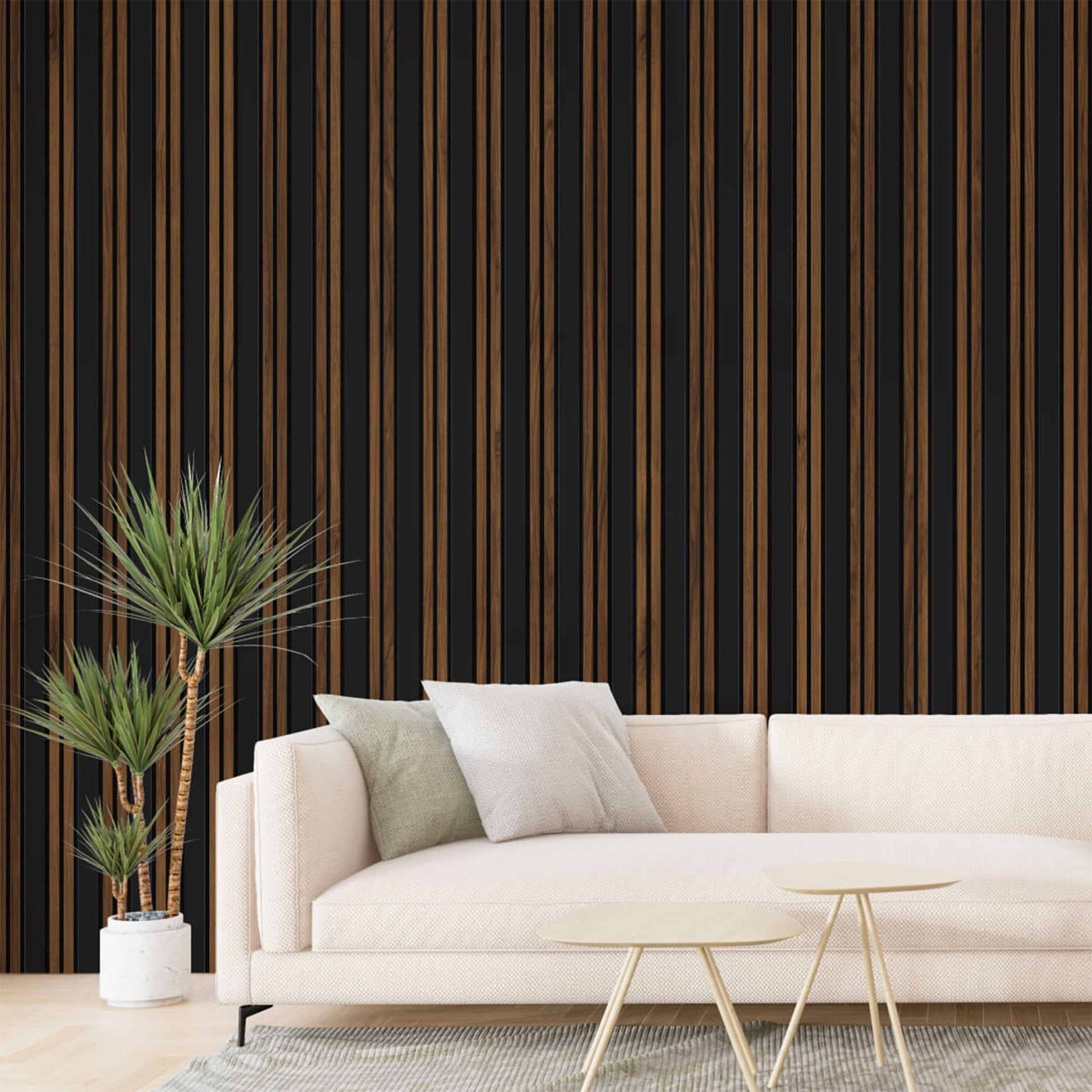 Pannello ACUSTICO arrotolabile (1,66mq) a Lamelli in Fibra di legno  mis. 9x600x2780mm BLACK+CATANIA - Eternal Parquet