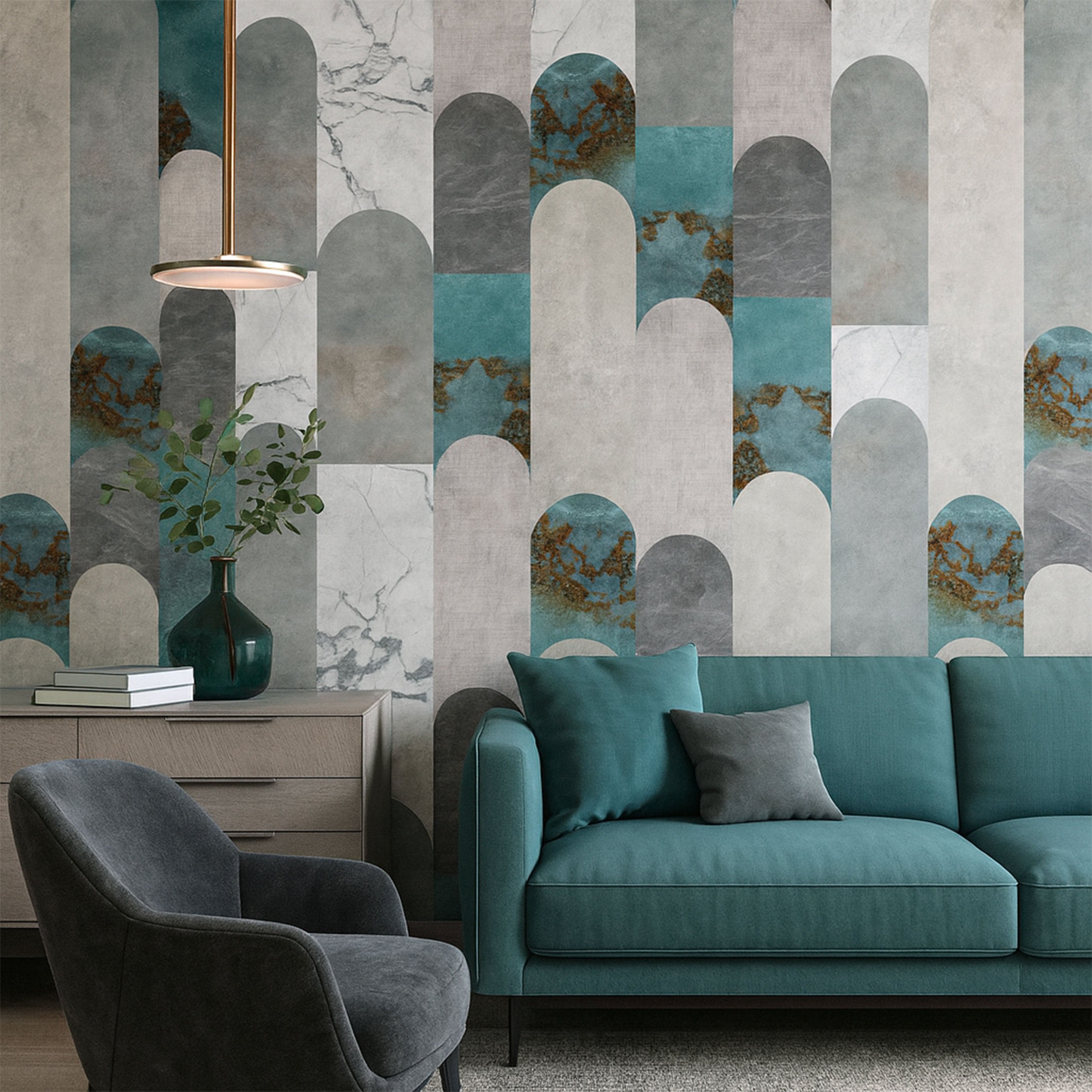 Pannello MARBLE 159x280cm di Carta da Parati TNT VINILICO a modulo raccordabile continuativo (3 teli/rotoli) - Eternal Parquet