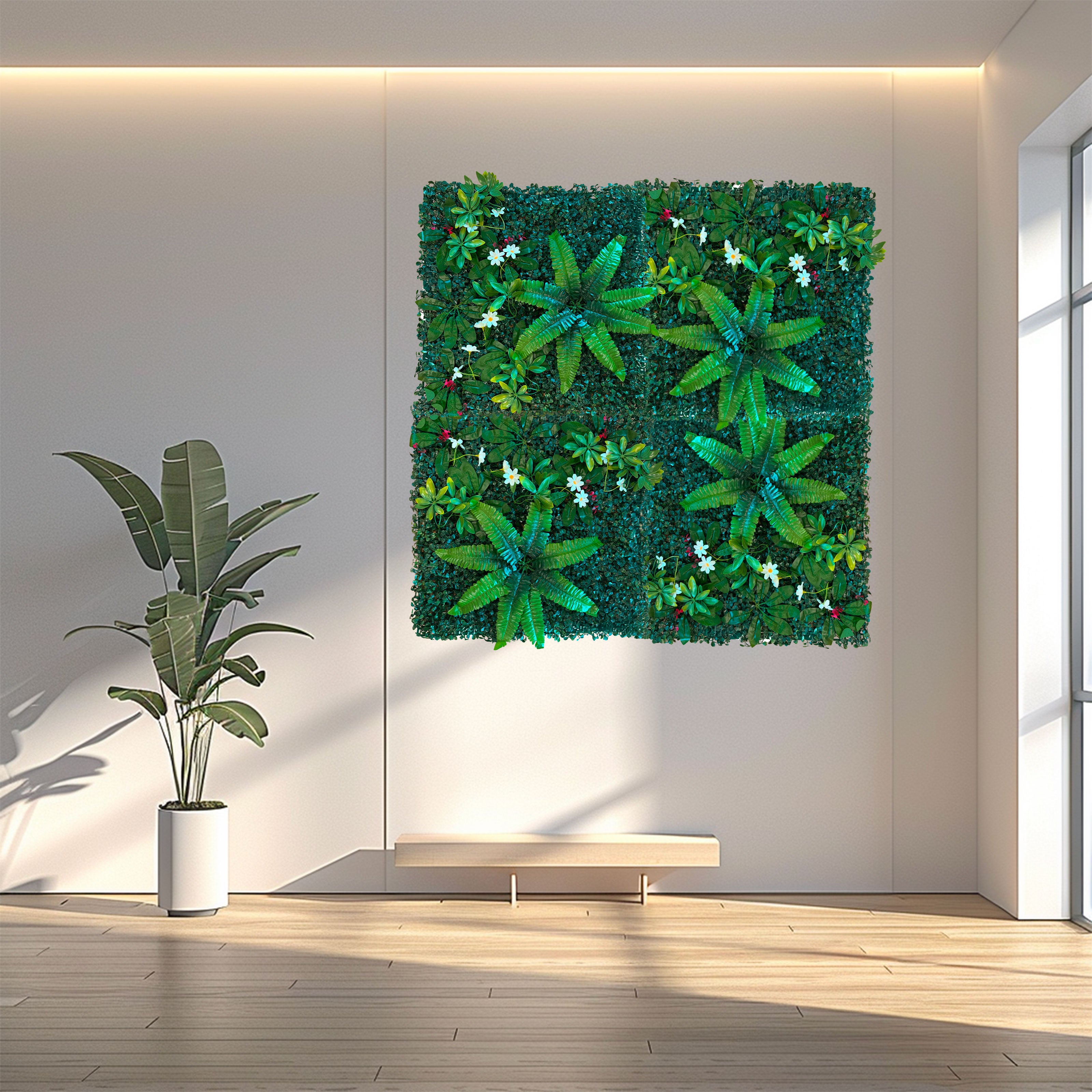 Pannelli Verde Verticale 50×50 cm Ultra-realistici e folti, per interno/esterno TROPICAL WHITE - Eternal Parquet - Eternal Parquet