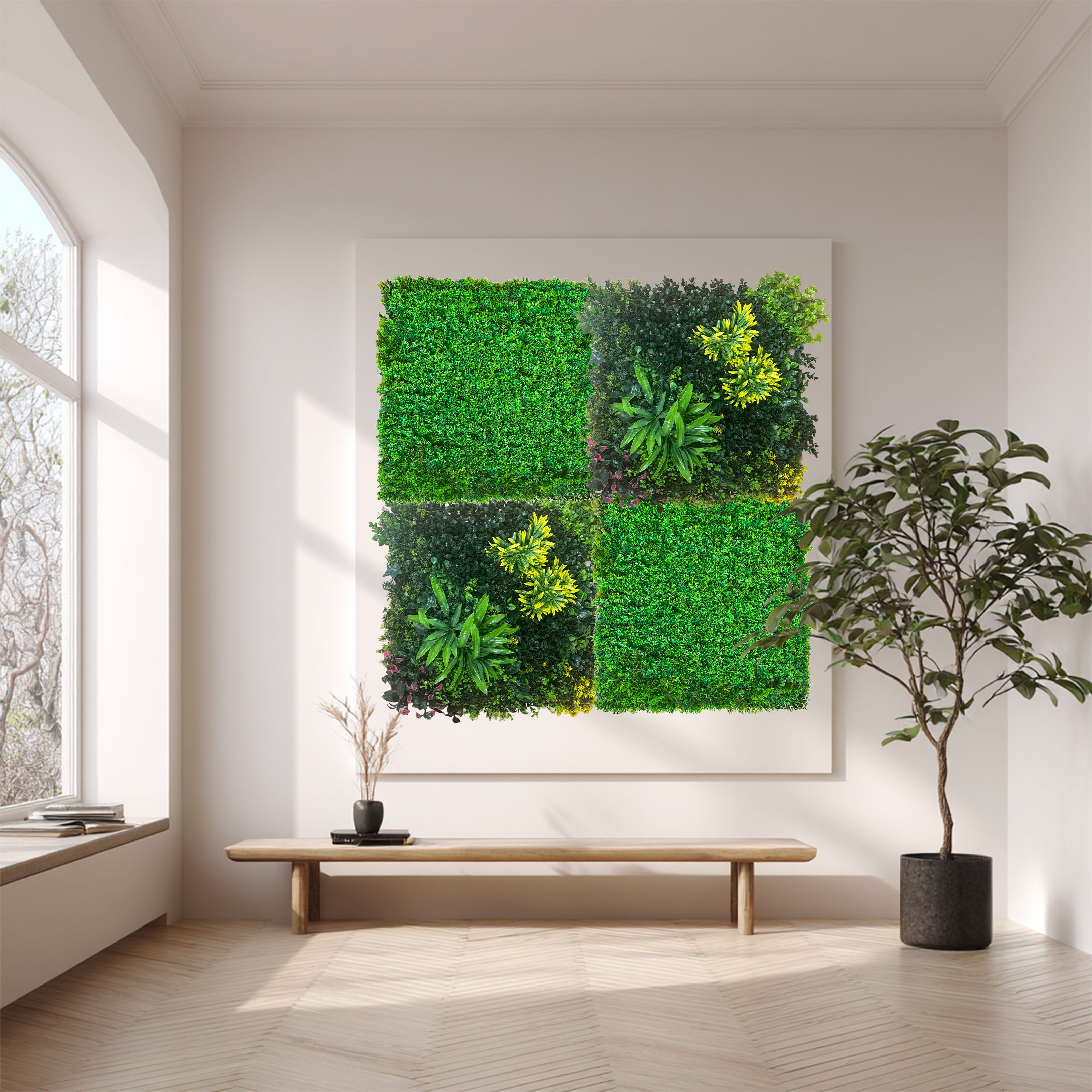Pannelli Verde Verticale 50×50 cm Ultra-realistici e folti, per interno/esterno MUSCHIO PLUVIALE - Eternal Parquet - Eternal Parquet
