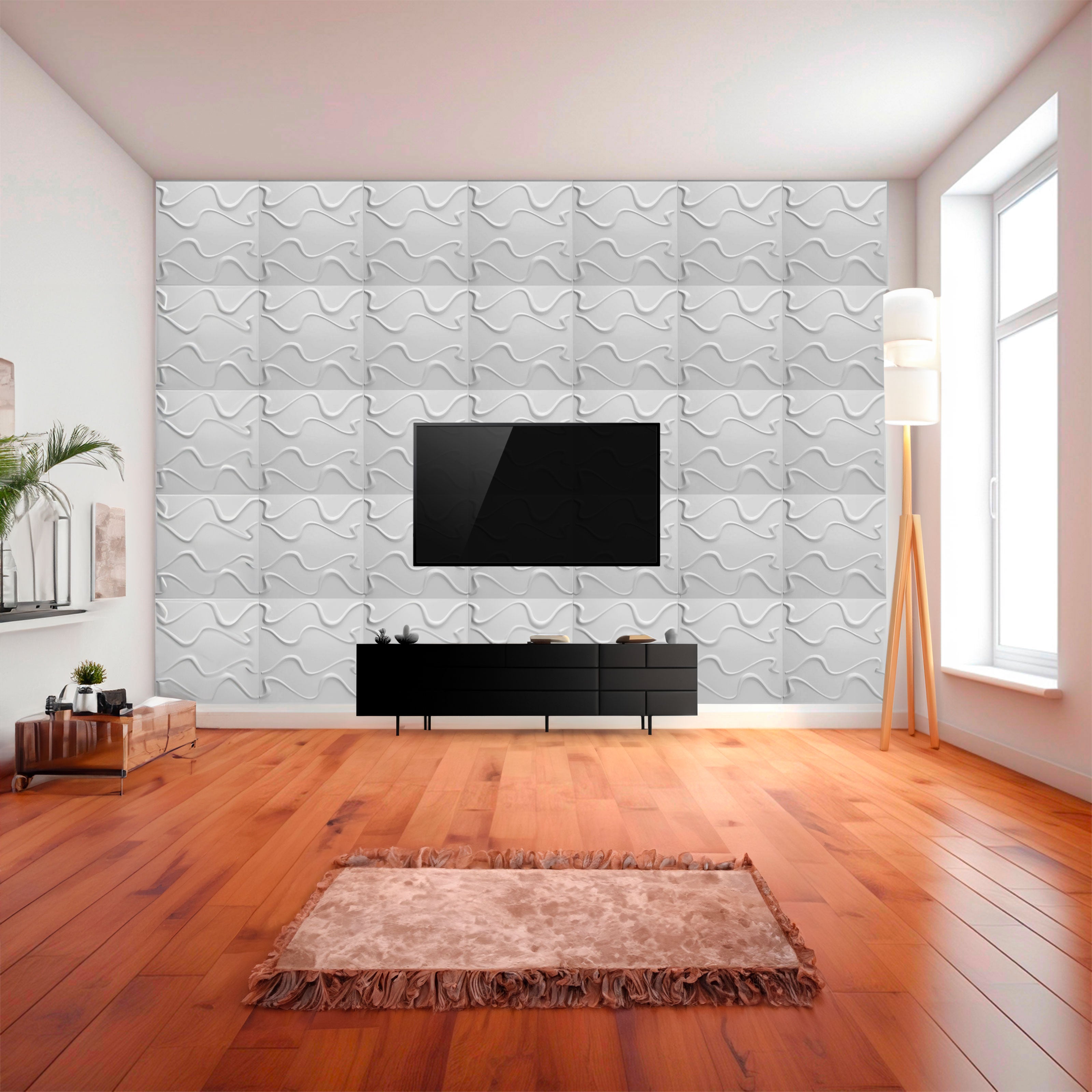 €1,99 Pannello in fibra naturale a parete 3D, rivestimento di lusso 3D  50X50cm BIANCO verniciabile STELLE