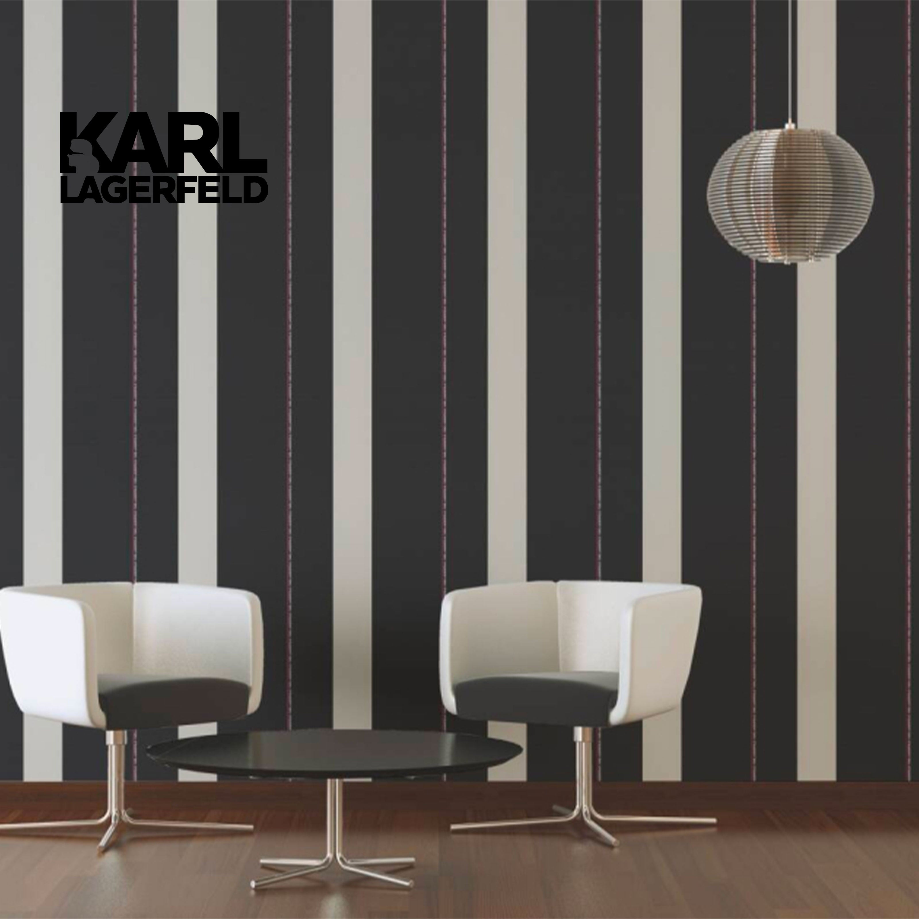 5,32mq Rotolo Carta da Parati griffata KARL LAGERFELD in TNT a rilievo multigloss PREMIUM 10,05x0,53mt cod. 37848-2 - Eternal Parquet