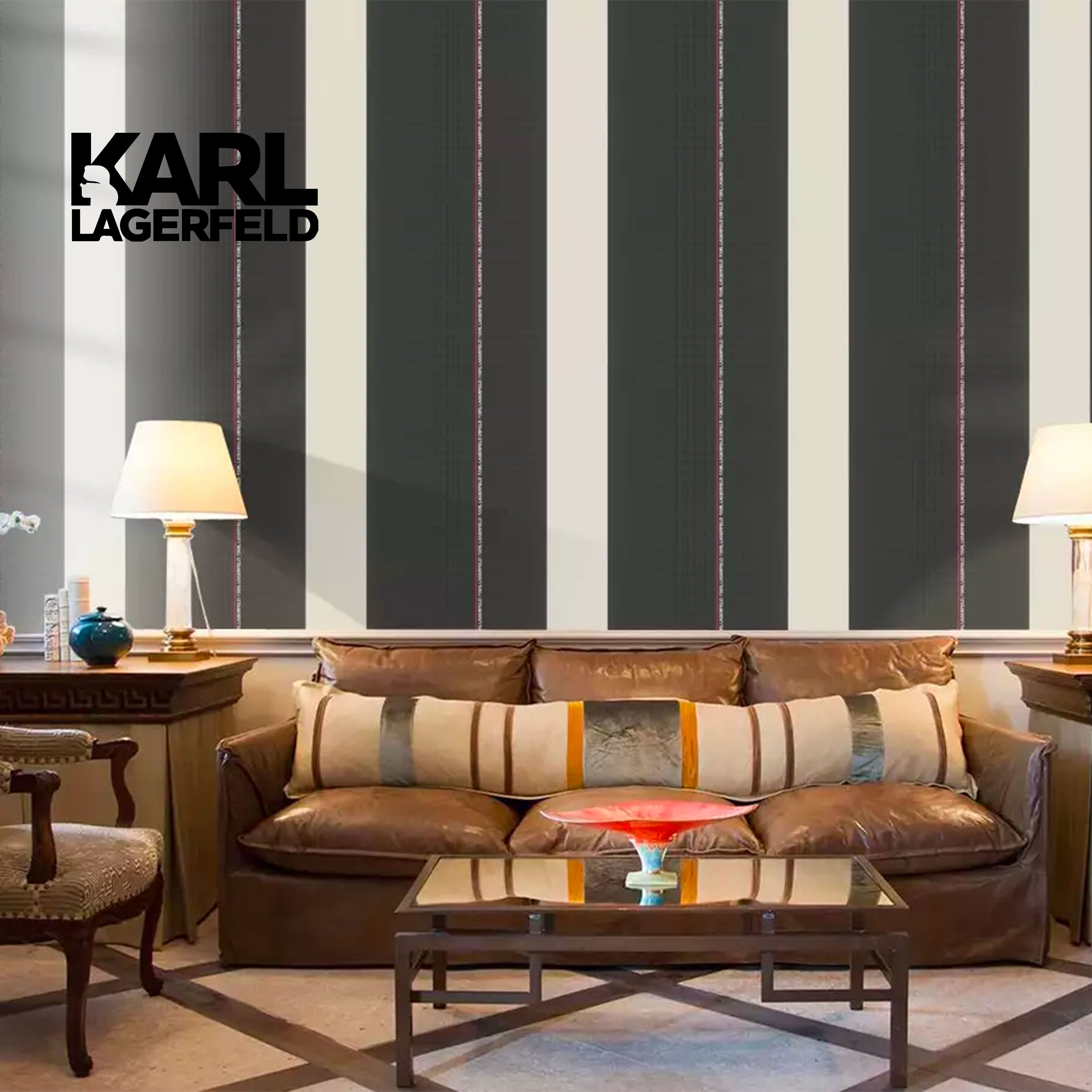 5,32mq Rotolo Carta da Parati griffata KARL LAGERFELD in TNT a rilievo multigloss PREMIUM 10,05x0,53mt cod. 37848-2 - Eternal Parquet