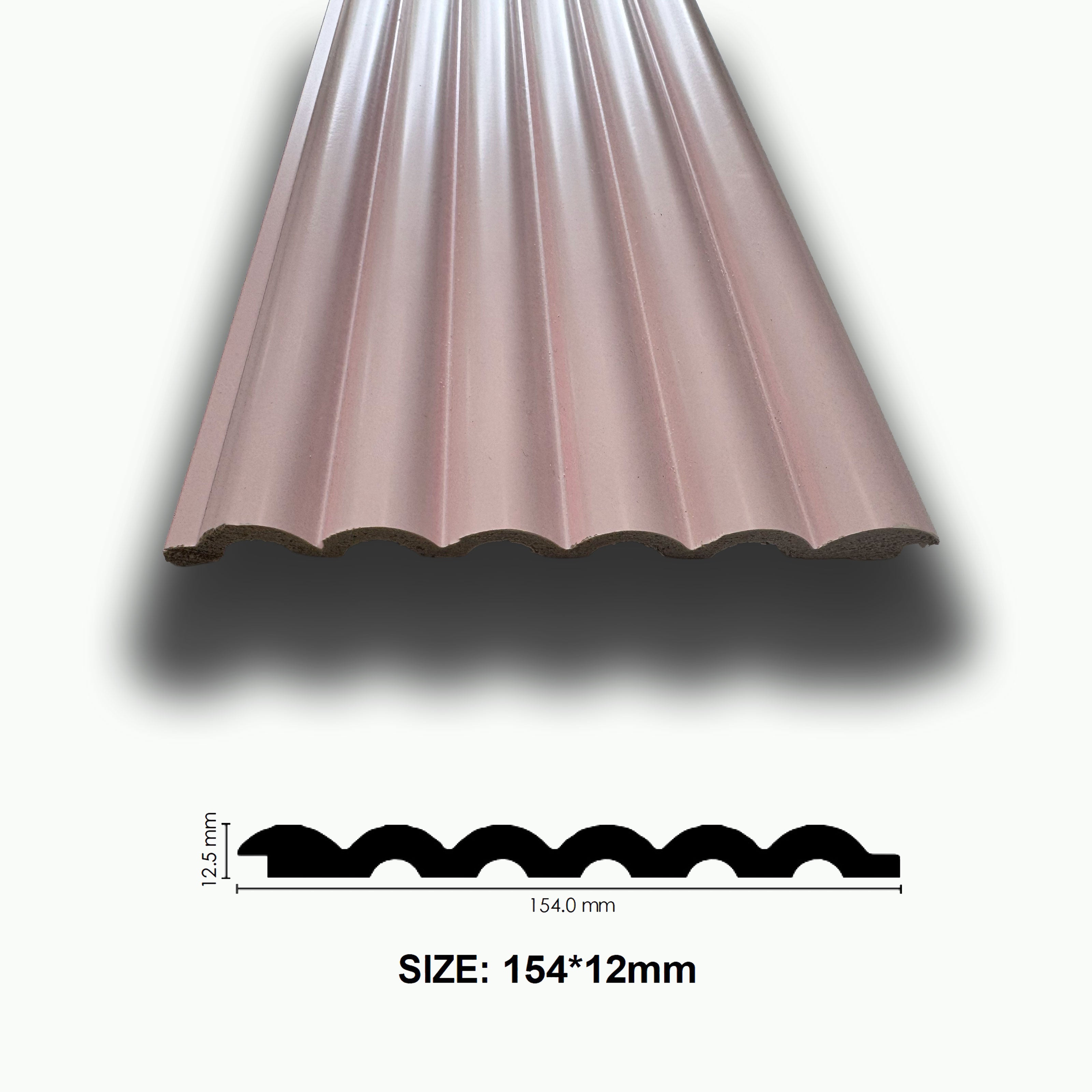 Asta intera 12x154x2800mm di Rivestimento Polimeri Boiserie cannettato Lamelli tondi eff. Touch DUSTY ROSE - Eternal Parquet
